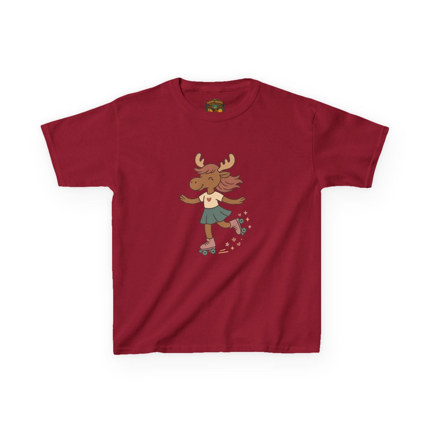Kids Tee — Cute Roller-Skating Moose Girl Graphic
