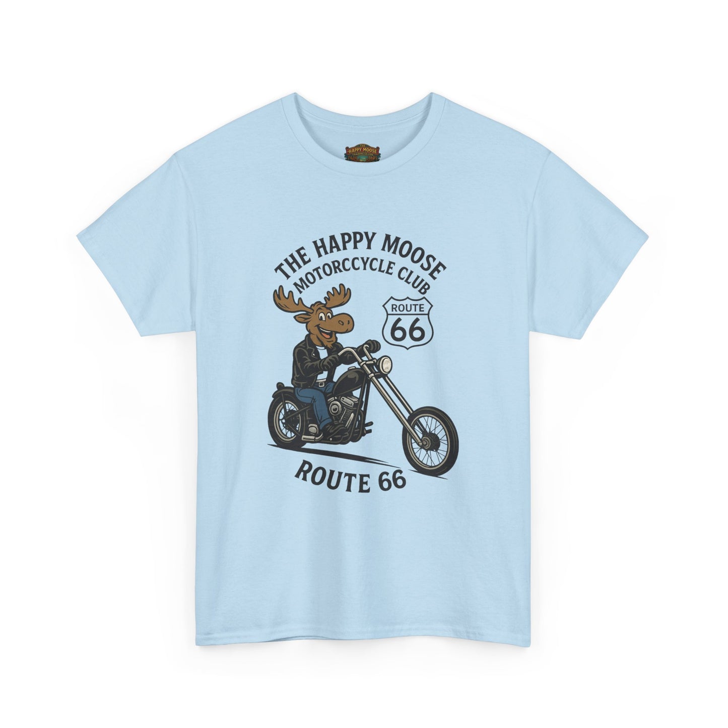Happy Moose Motorcycle Club Route 66 T-Shirt | Moose Biker Tee