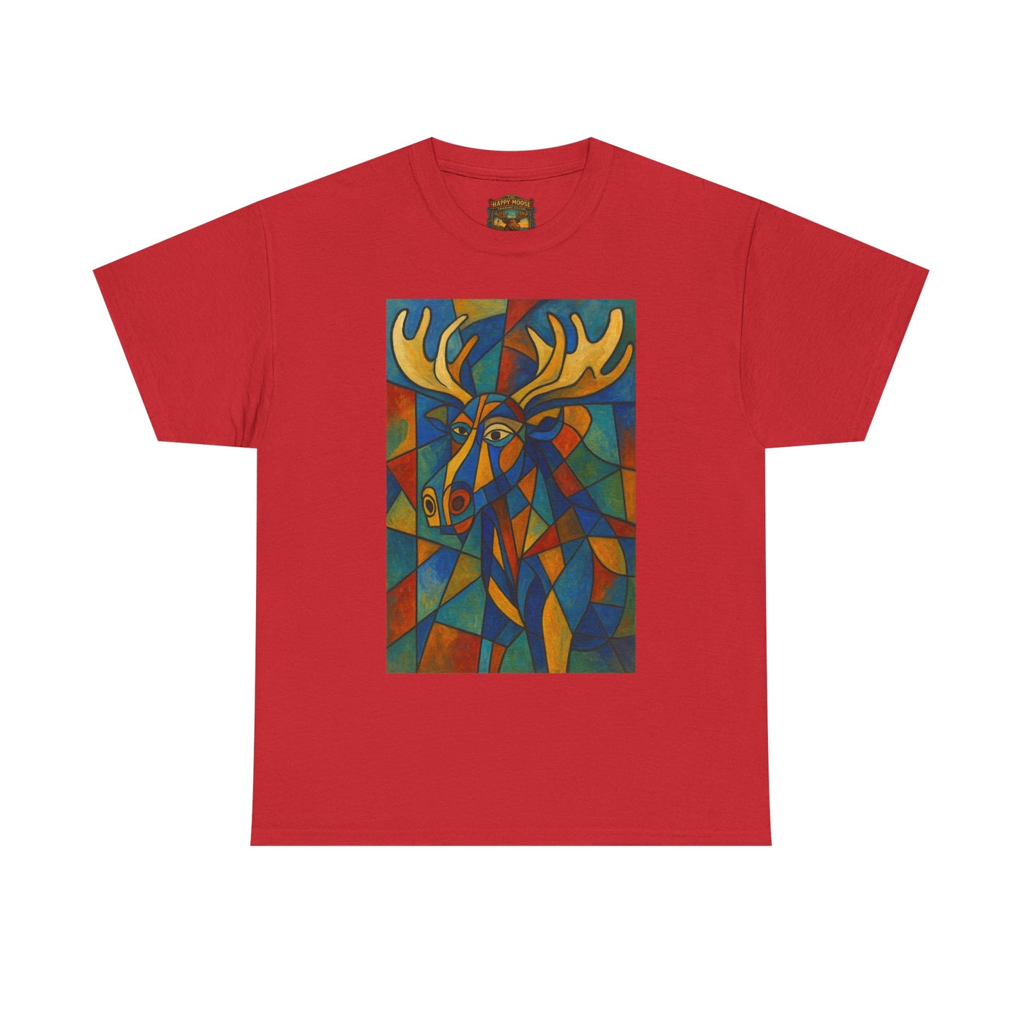 Picasso Moose T‑Shirt — Colorful Geometric Woodland Art Tee
