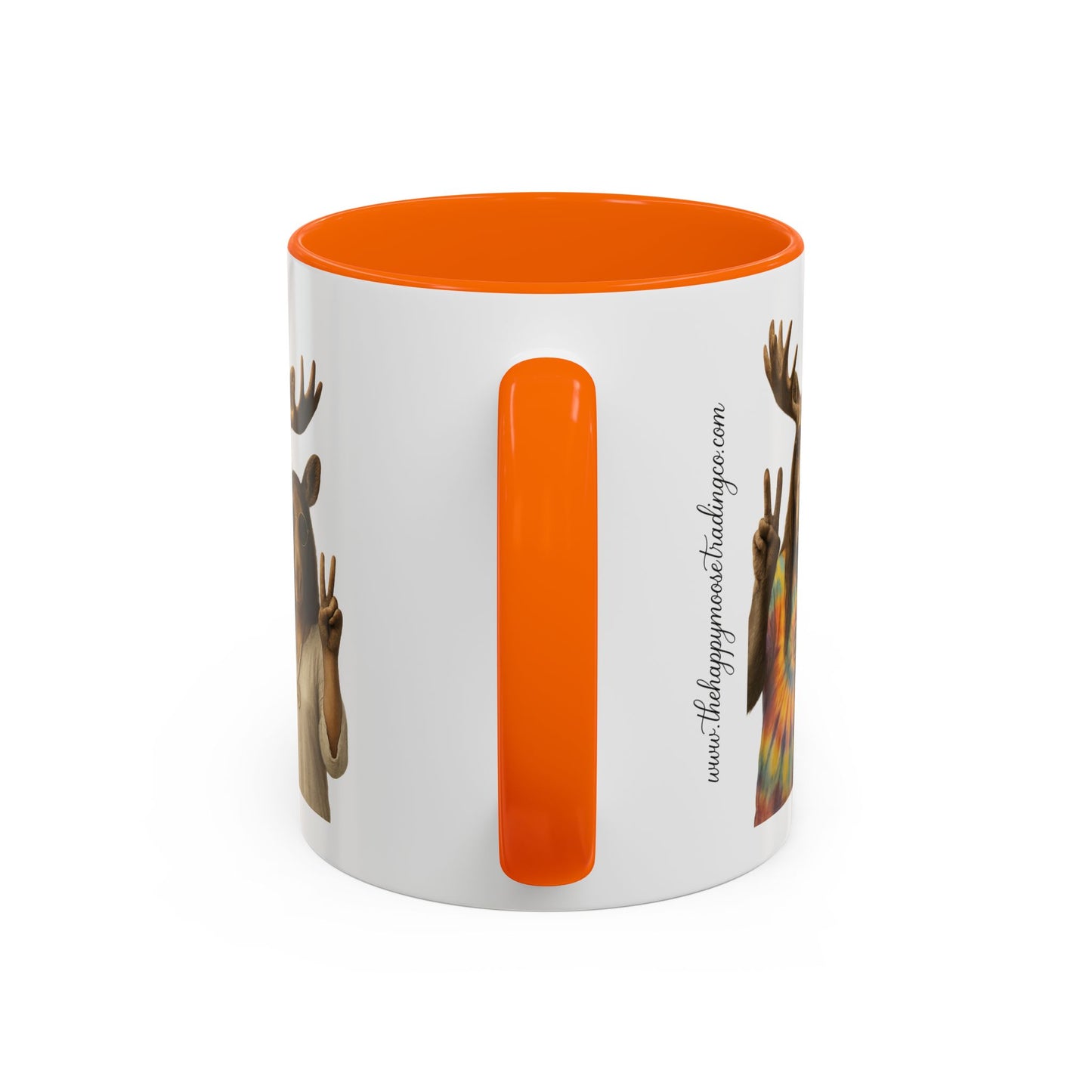 Peaceful Moose Couple Accent Coffee Mug — Hippie Tie-Dye Moose Peace Sign 11/15oz