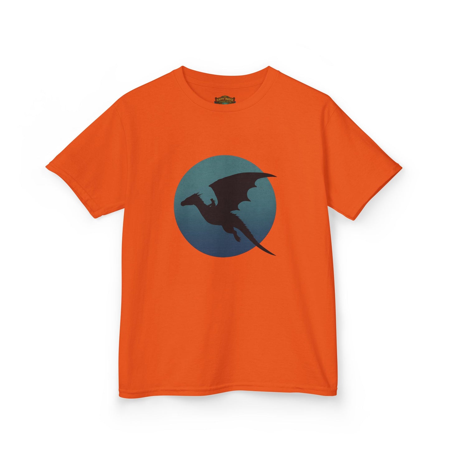 Kids Dragon Silhouette Tee — Fantasy Dragon Circle Graphic Shirt