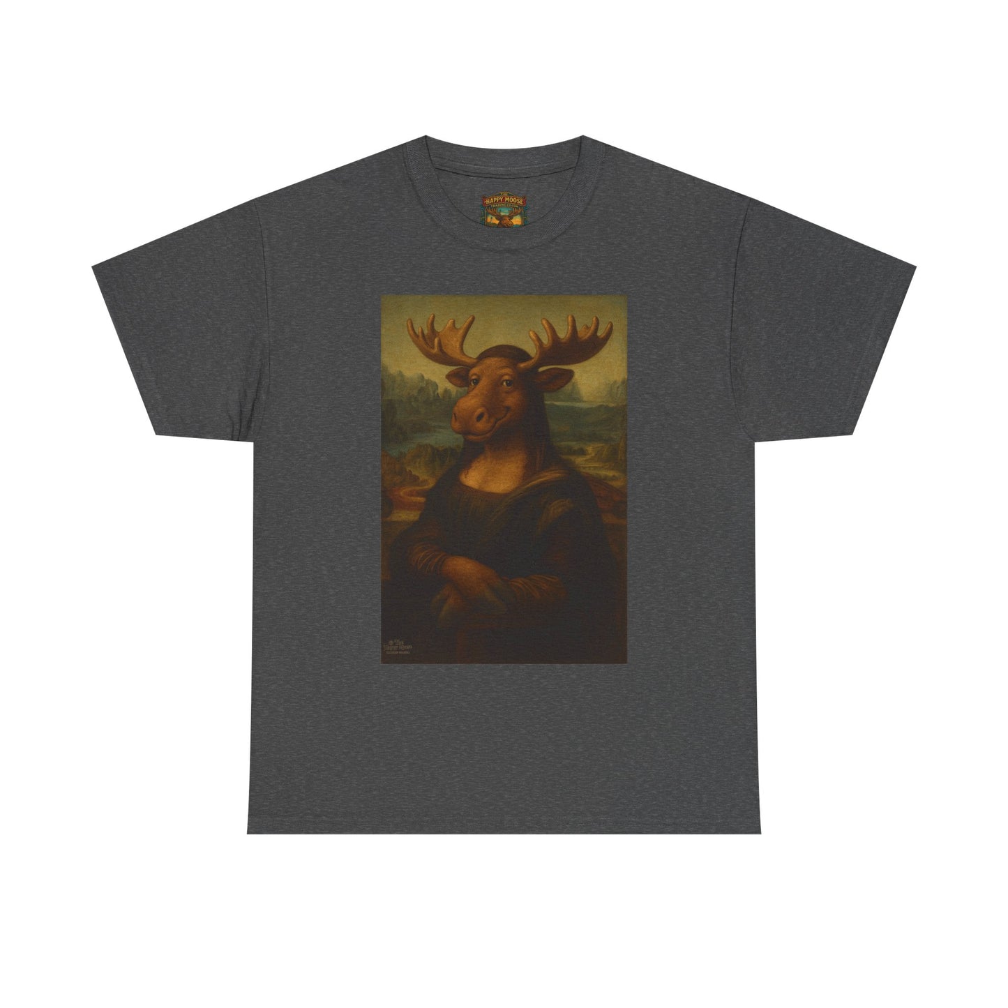 Mona Moose Tee — Funny Renaissance Moose Portrait T‑Shirt