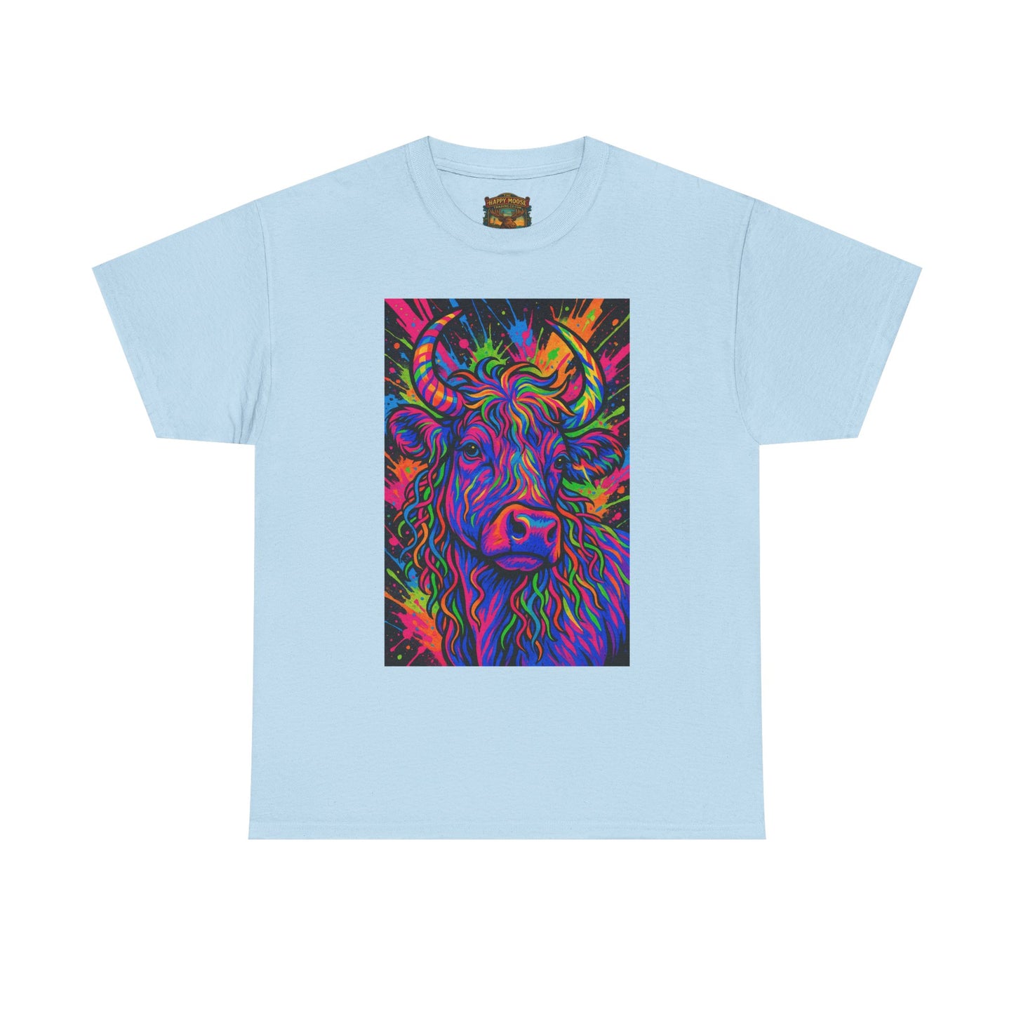 Psycadelic Highland Cow T-Shirt | Retro Rainbow Cow Art 1
