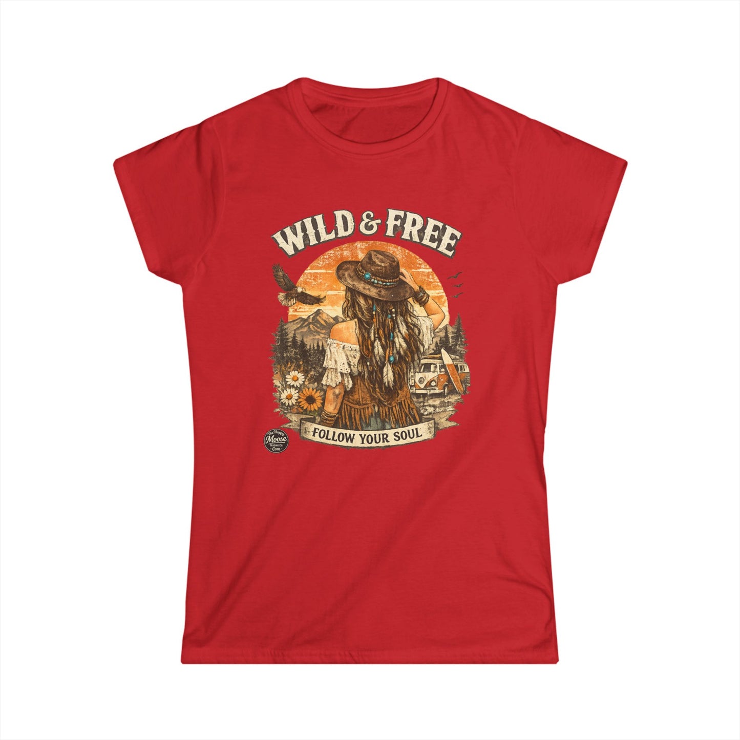 Wild & Free Women's Tee — 'Follow Your Soul' Boho Camping Graphic Shirt