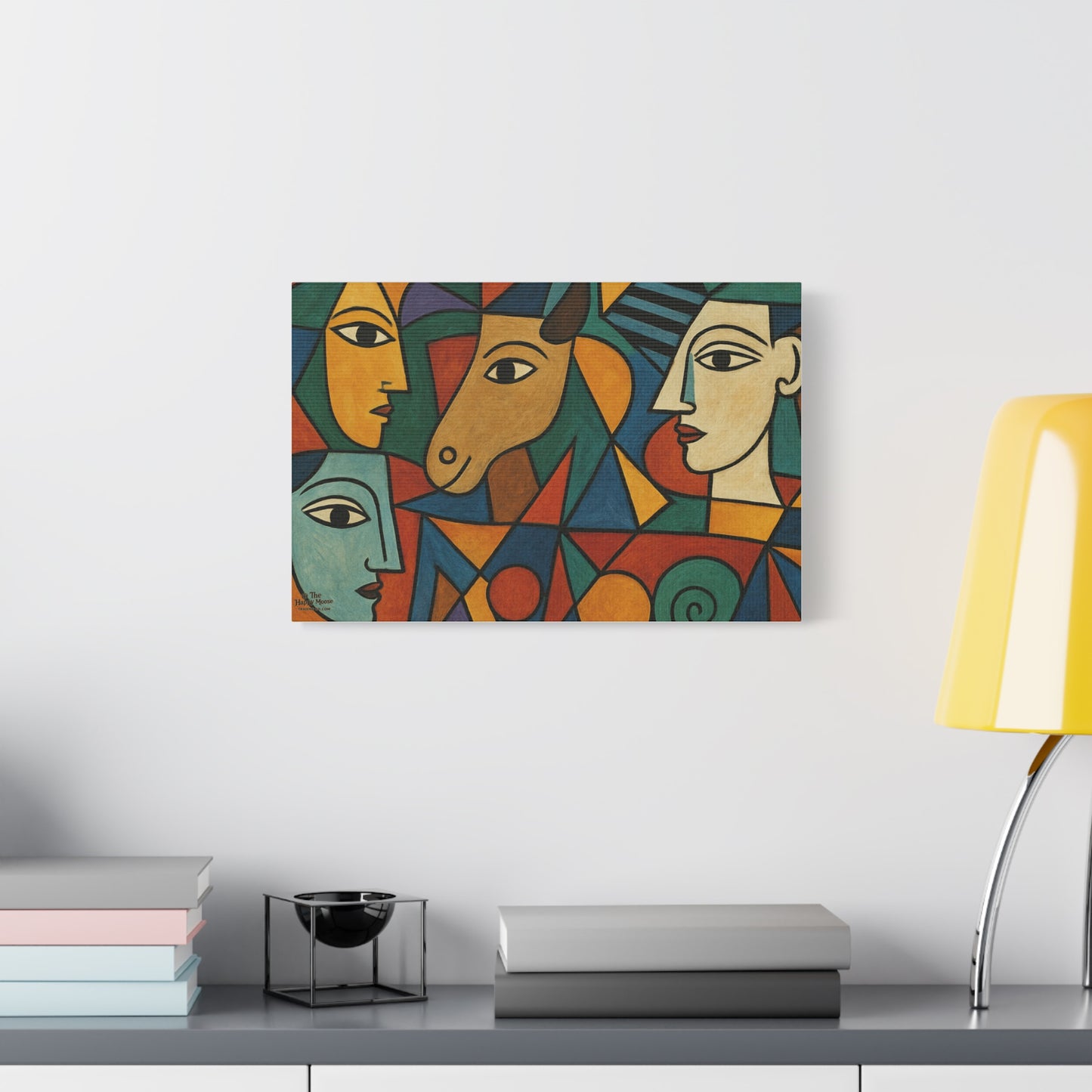 Abstract Cubist Faces Canvas Print — Colorful Stretched Wall Art