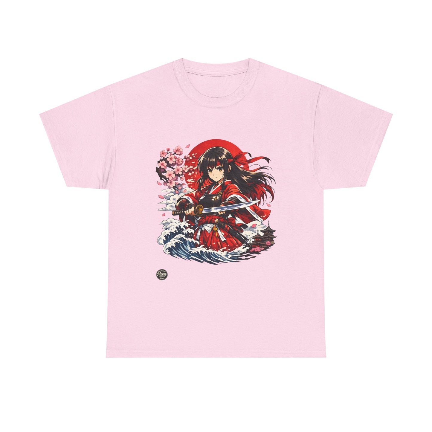 Anime Samurai Tee — Red Kimono Warrior Graphic T-Shirt #E006