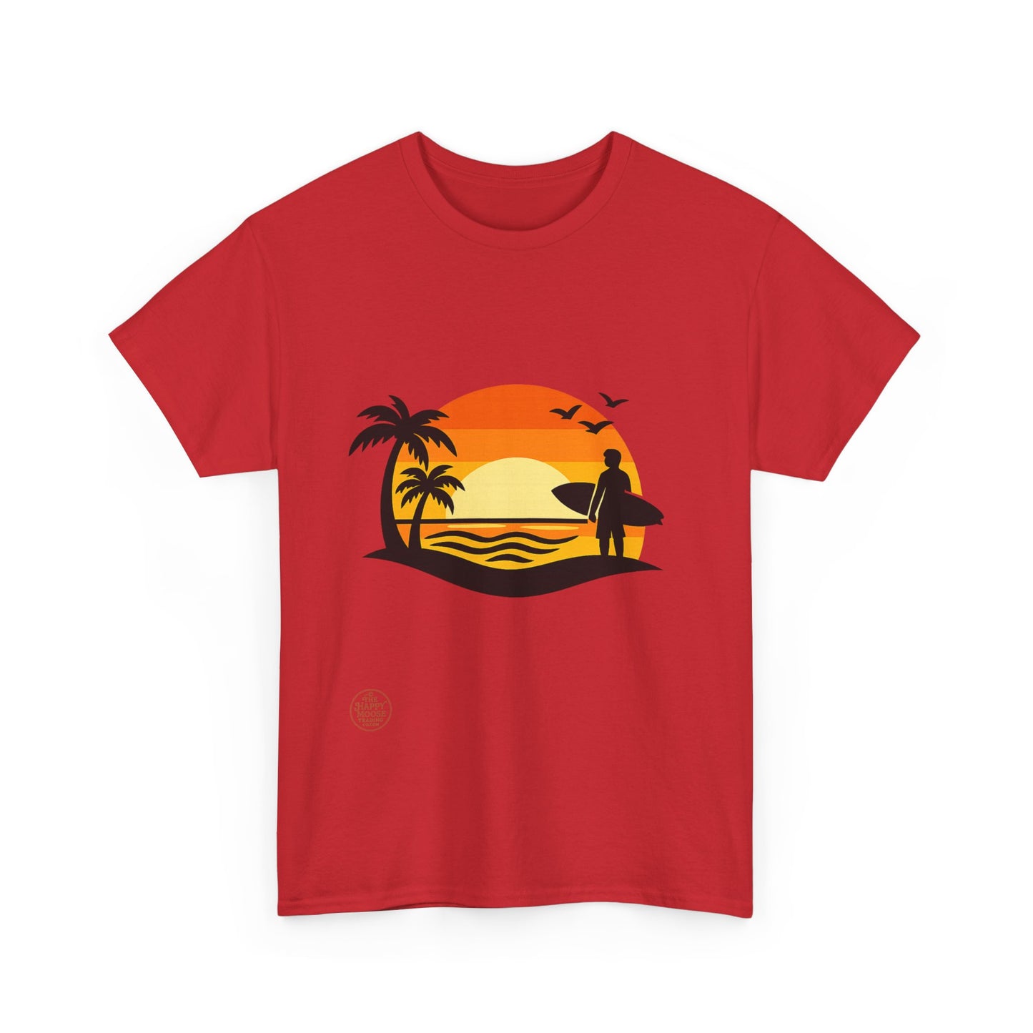 Surf Sunset T-Shirt — Retro Palm Tree Beach Tee