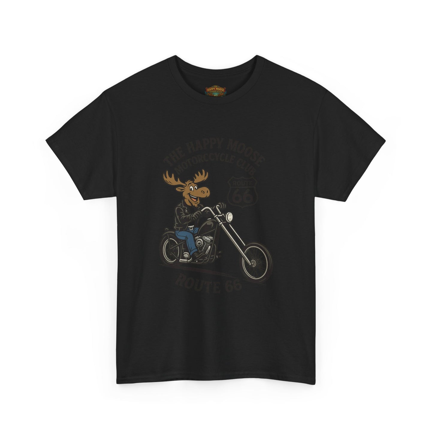 Happy Moose Motorcycle Club Route 66 T-Shirt | Moose Biker Tee