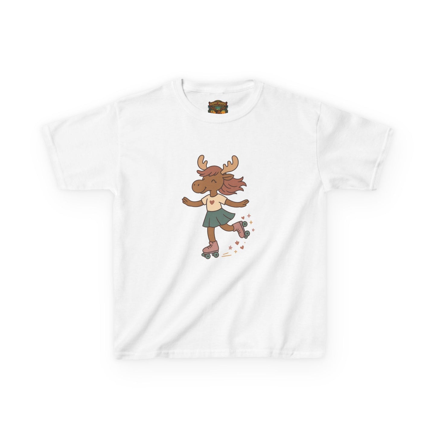 Kids Tee — Cute Roller-Skating Moose Girl Graphic