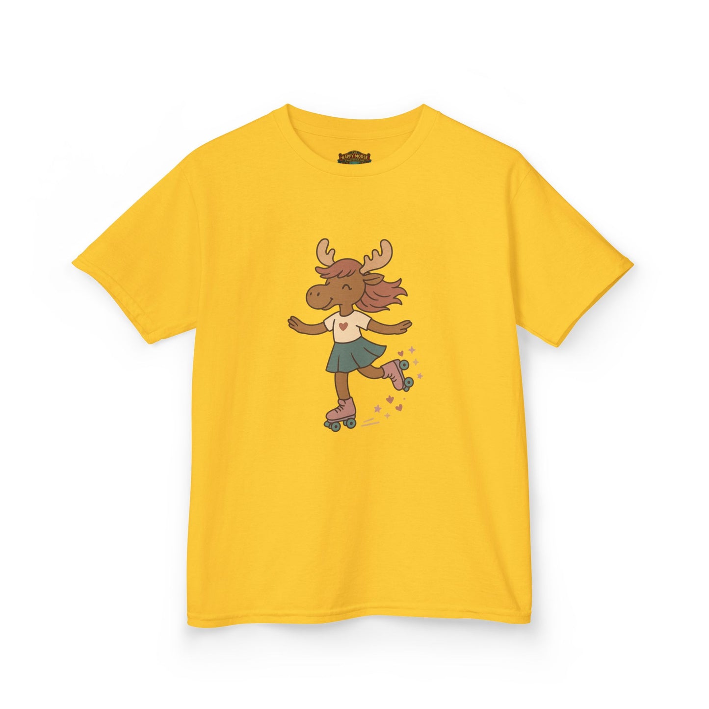 Kids Tee — Cute Roller-Skating Moose Girl Graphic