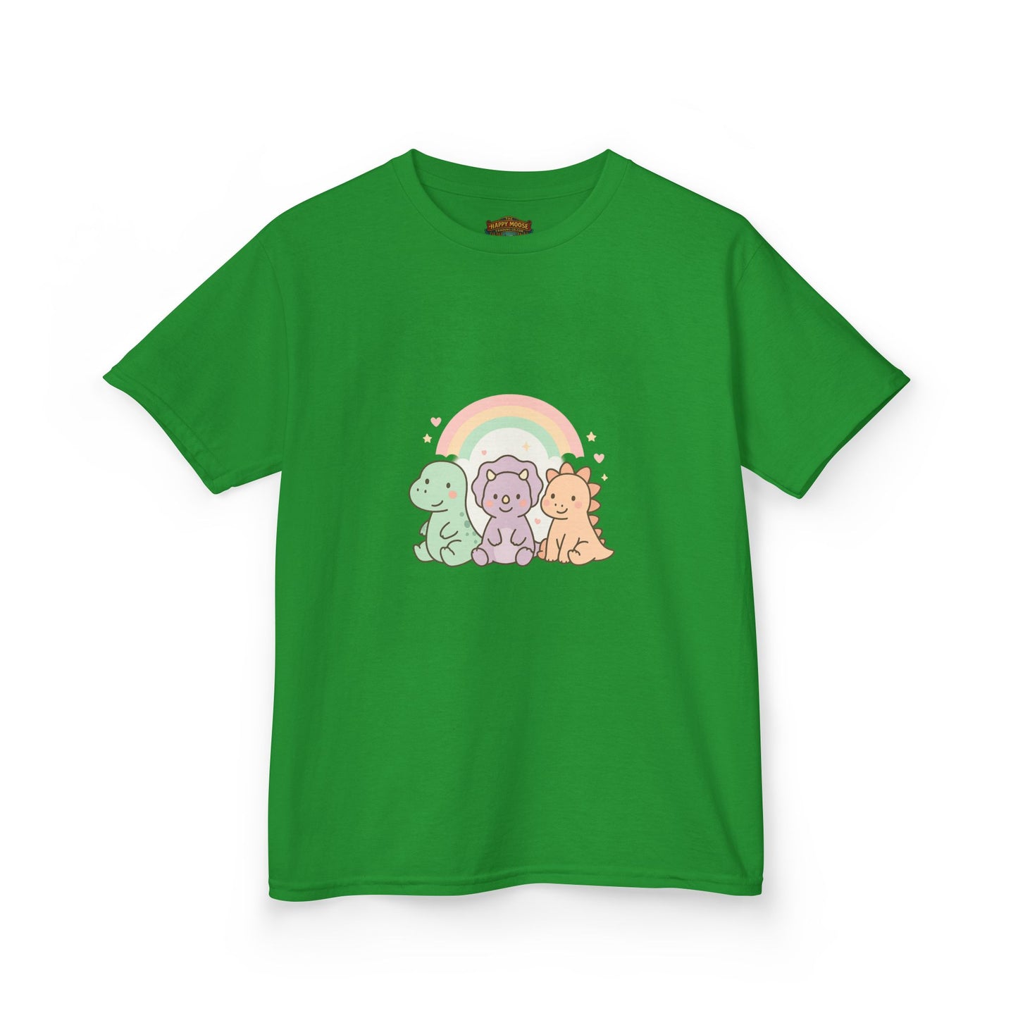 Kids T-Shirt — Cute Pastel Dino Trio with Rainbow