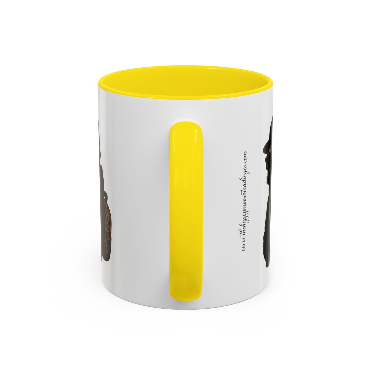 Pug Mug — Red Accent Coffee Mug with Hipster Pug Illustration (11/15oz)