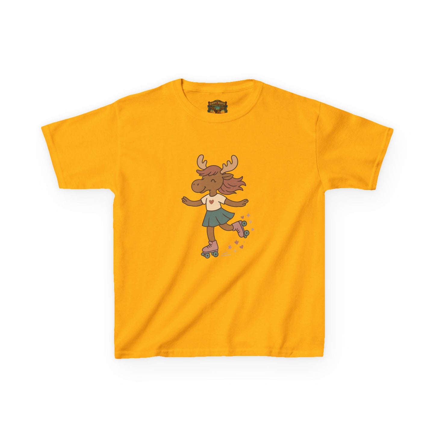 Kids Tee — Cute Roller-Skating Moose Girl Graphic