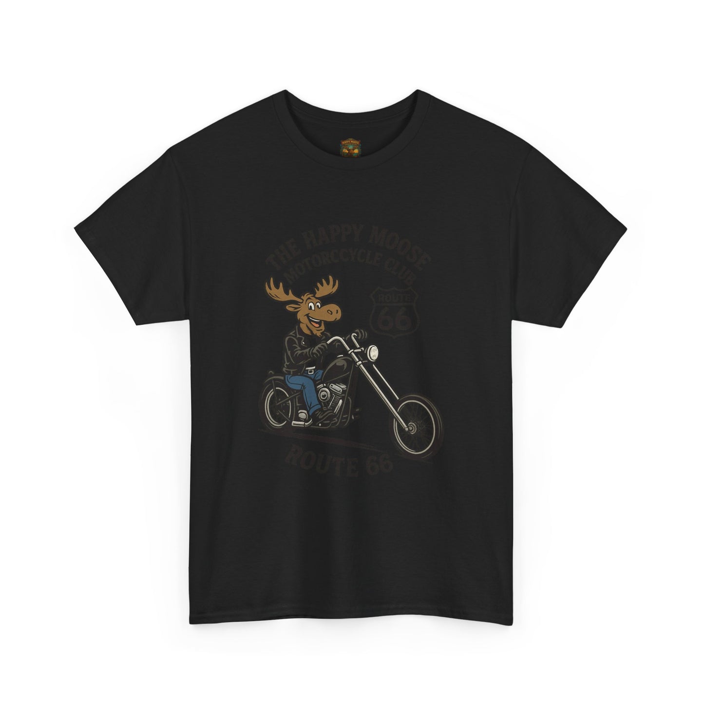 Happy Moose Motorcycle Club Route 66 T-Shirt | Moose Biker Tee