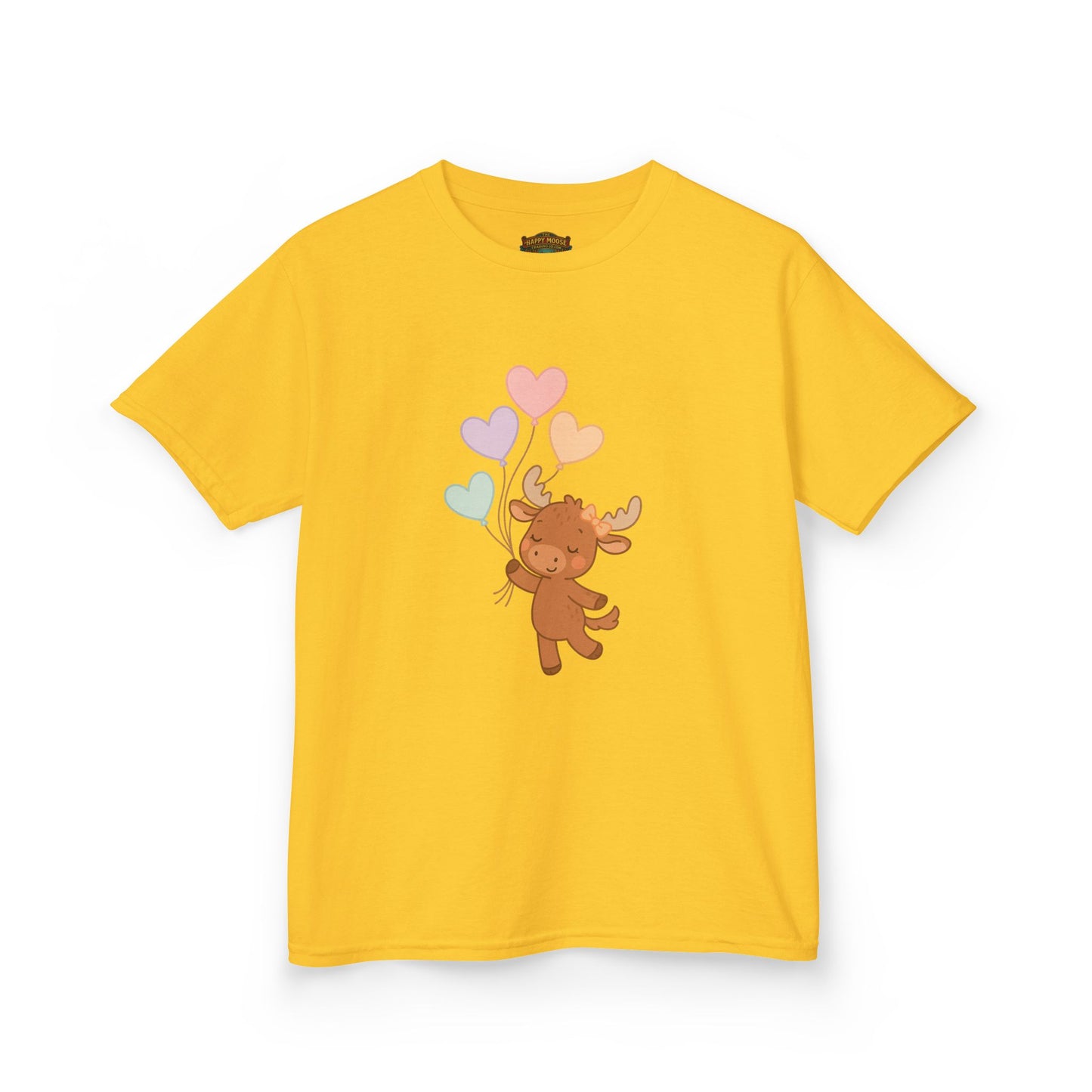 Kids Tee — Cute Moose Holding Heart Balloons | Toddler Gift