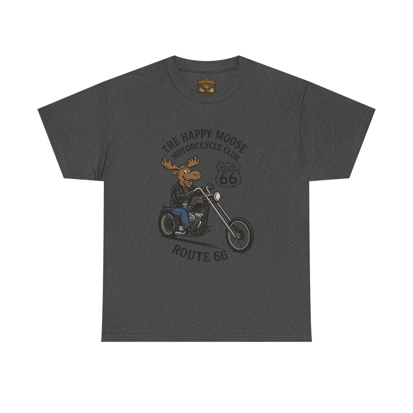 Happy Moose Motorcycle Club Route 66 T-Shirt | Moose Biker Tee