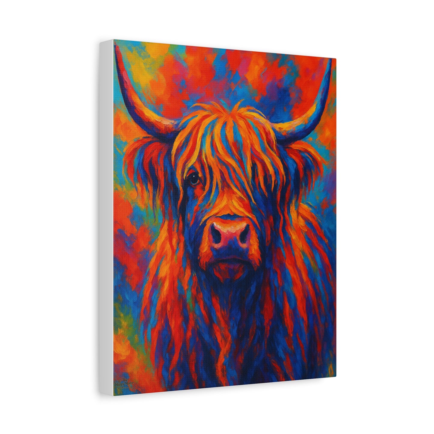 Colorful Highland Cow Canvas Print – Vibrant Pop Art Cattle Wall Decor