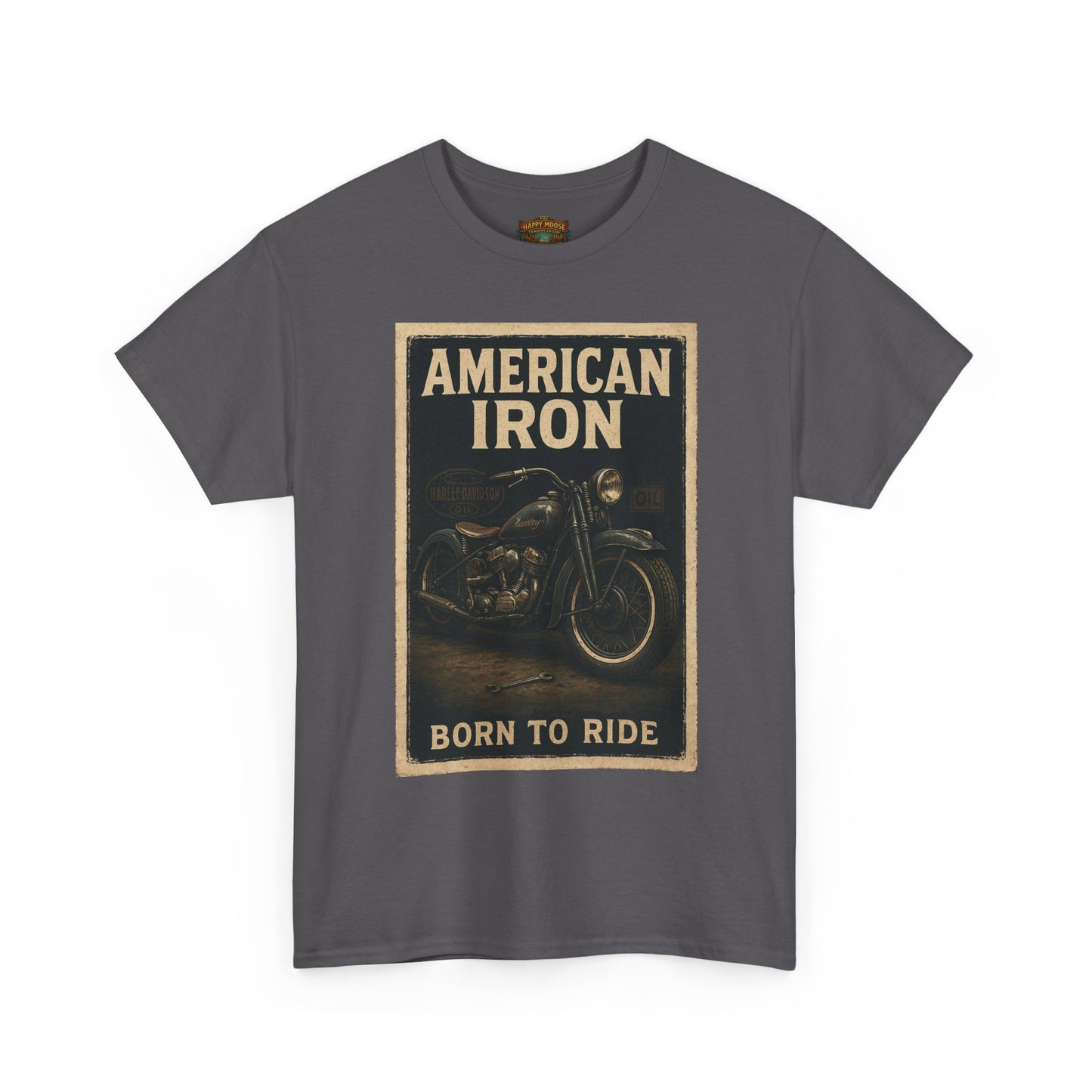 American Iron motorcycle poster Tee | Born to Ride vintage biker graphic T-Shirt