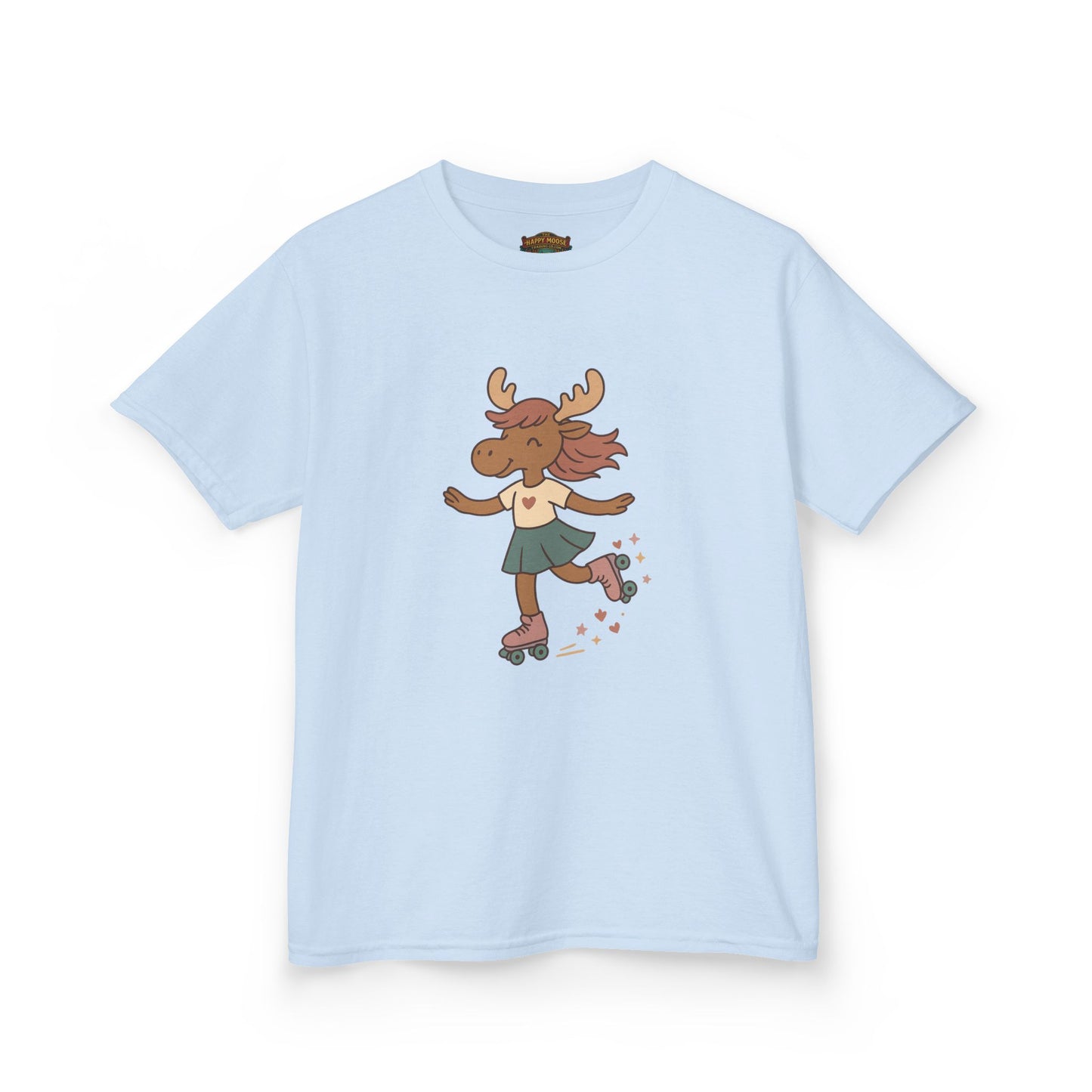 Kids Tee — Cute Roller-Skating Moose Girl Graphic