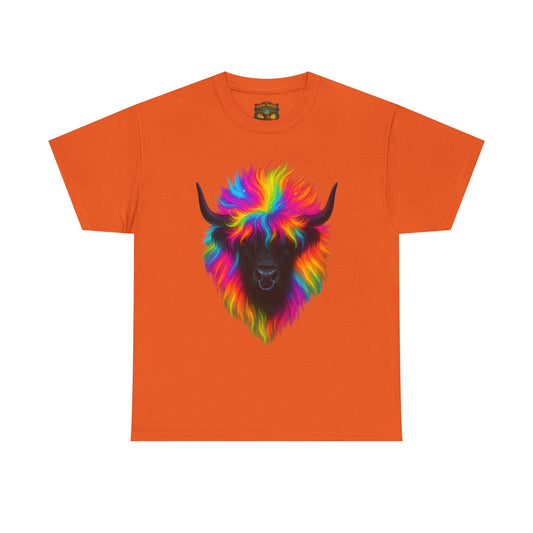 Rainbow Buffalo T-Shirt — Colorful Neon Bison Graphic Tee