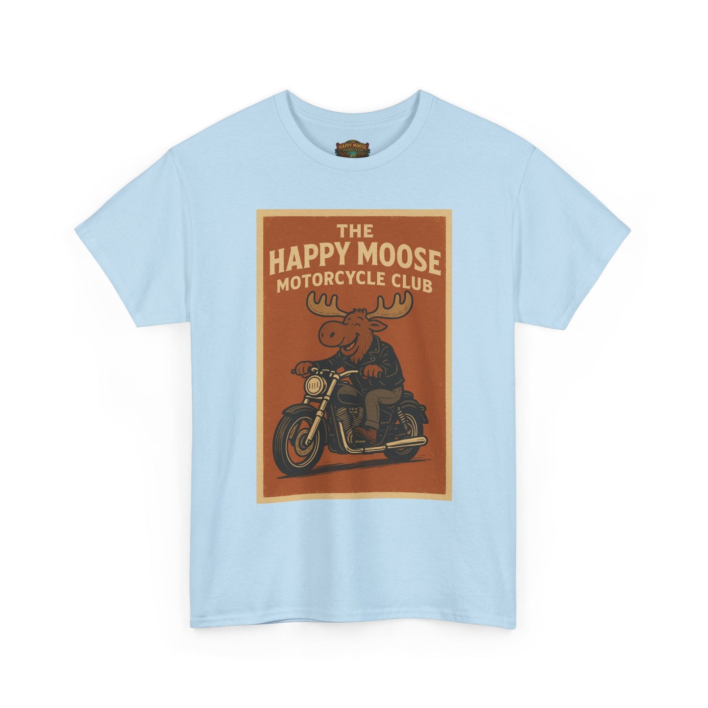 Happy Moose Motorcycle Club T-Shirt | Moose Biker Graphic