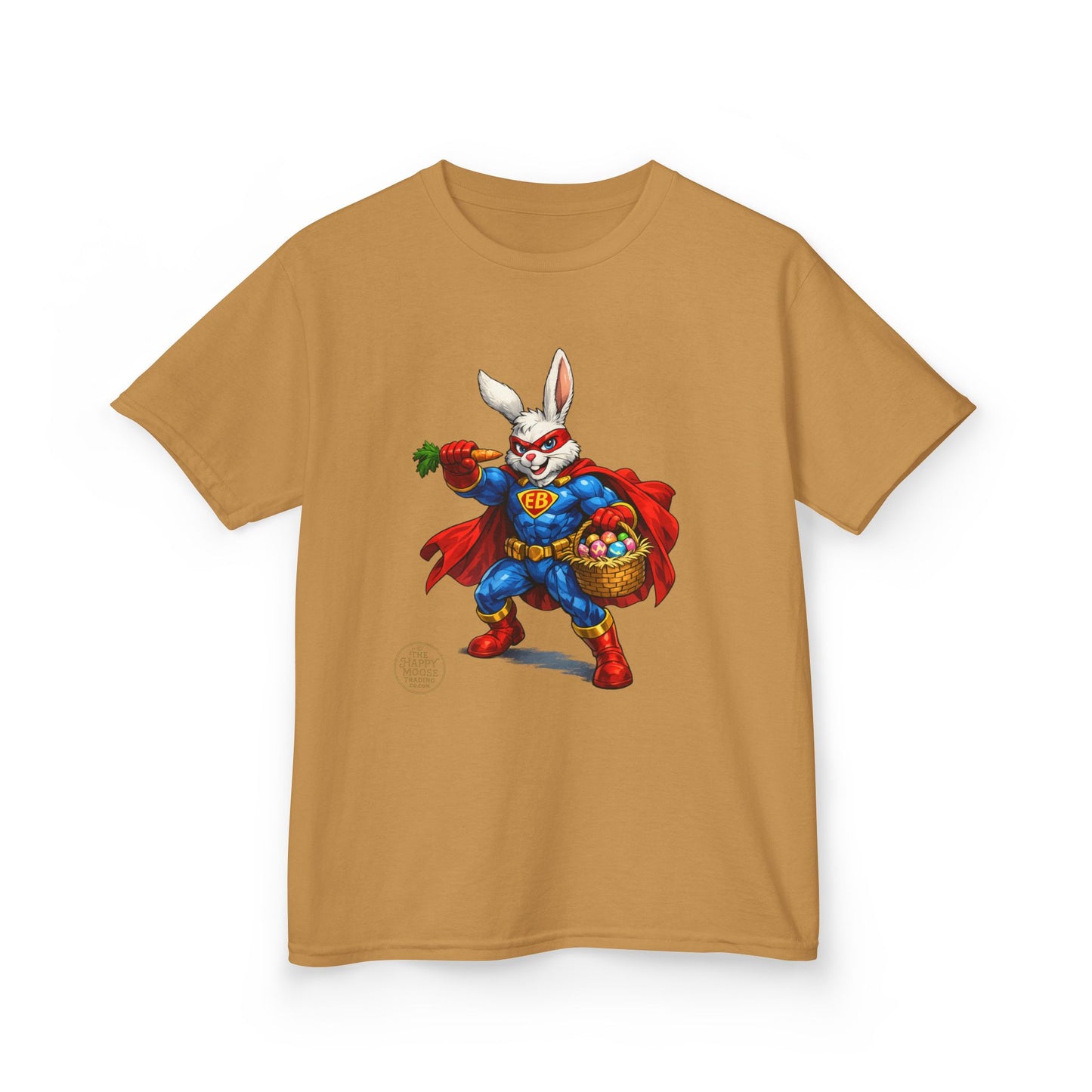 Kids Superhero Bunny T‑Shirt — Easter Basket & Carrot Costume