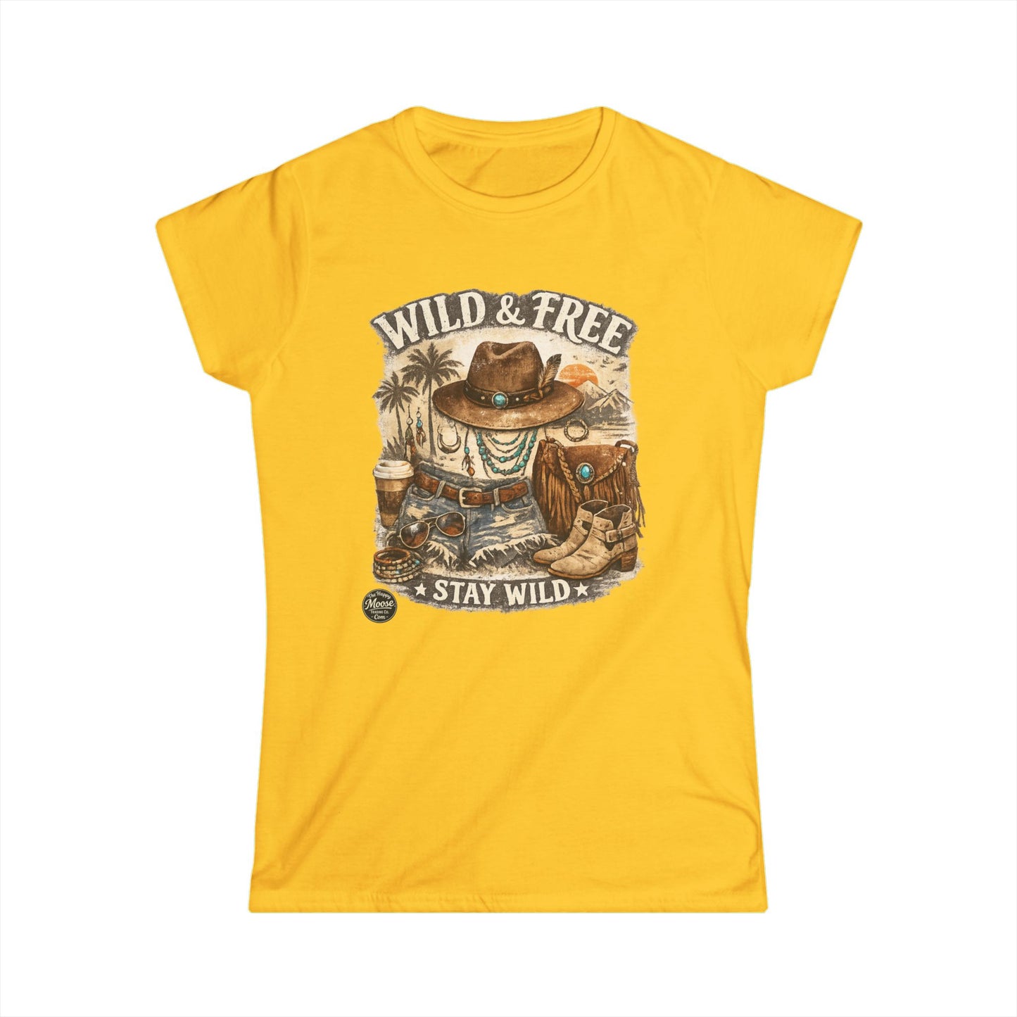 Wild & Free Western Graphic Tee — "Stay Wild" Cowboy Boho Women's Shirt