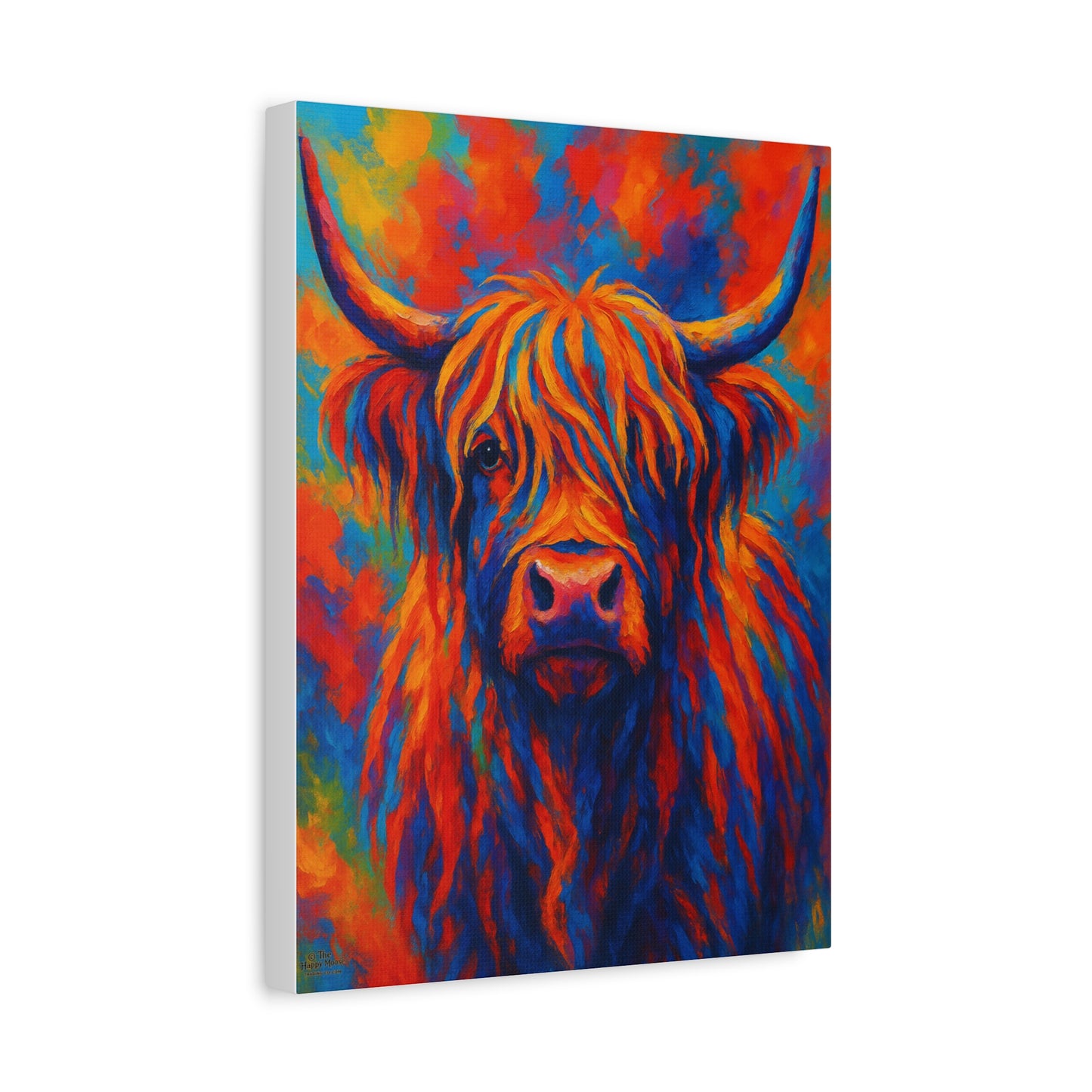 Colorful Highland Cow Canvas Print – Vibrant Pop Art Cattle Wall Decor