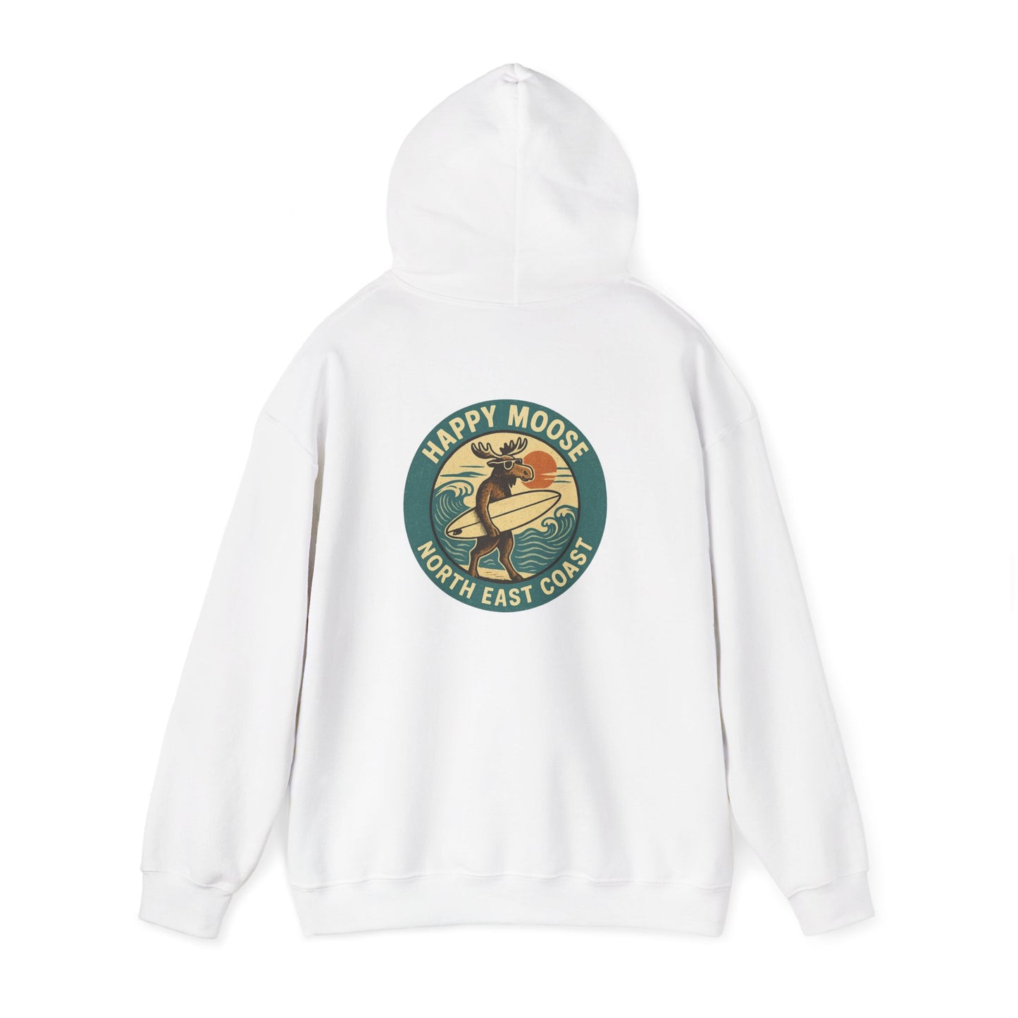 Moose Surf Hoodie – "Happy Moose North East Coast" Retro Surf Graphic