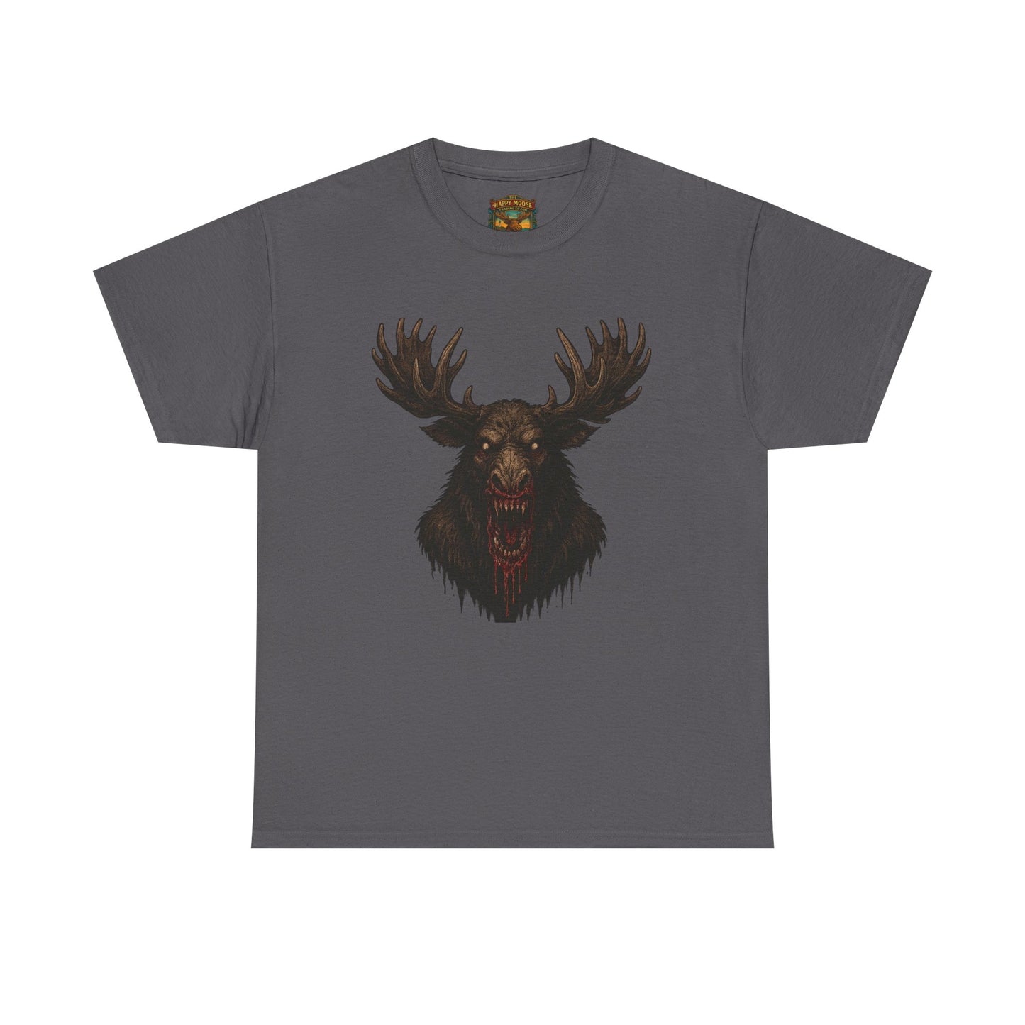 Moose Skull Graphic Tee — Dark Forest Horror Antler Shirt