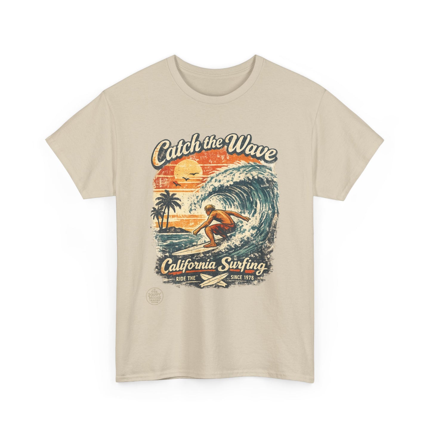 Catch the Wave California Surfing T-Shirt — Retro Beach Surf Tee