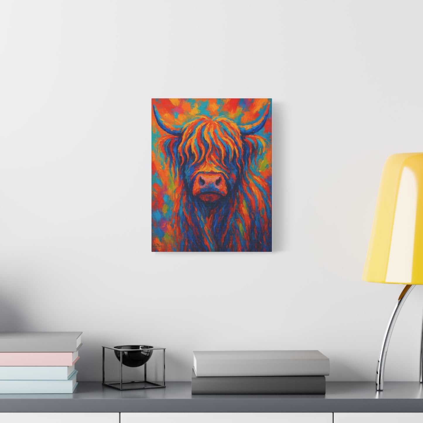 Colorful Highland Cow Matte Canvas Wall Art — Vibrant Stretched Canvas