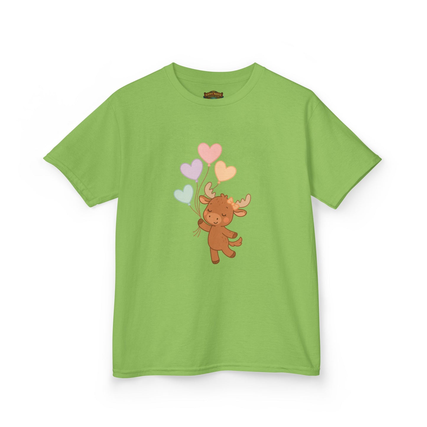 Kids Tee — Cute Moose Holding Heart Balloons | Toddler Gift