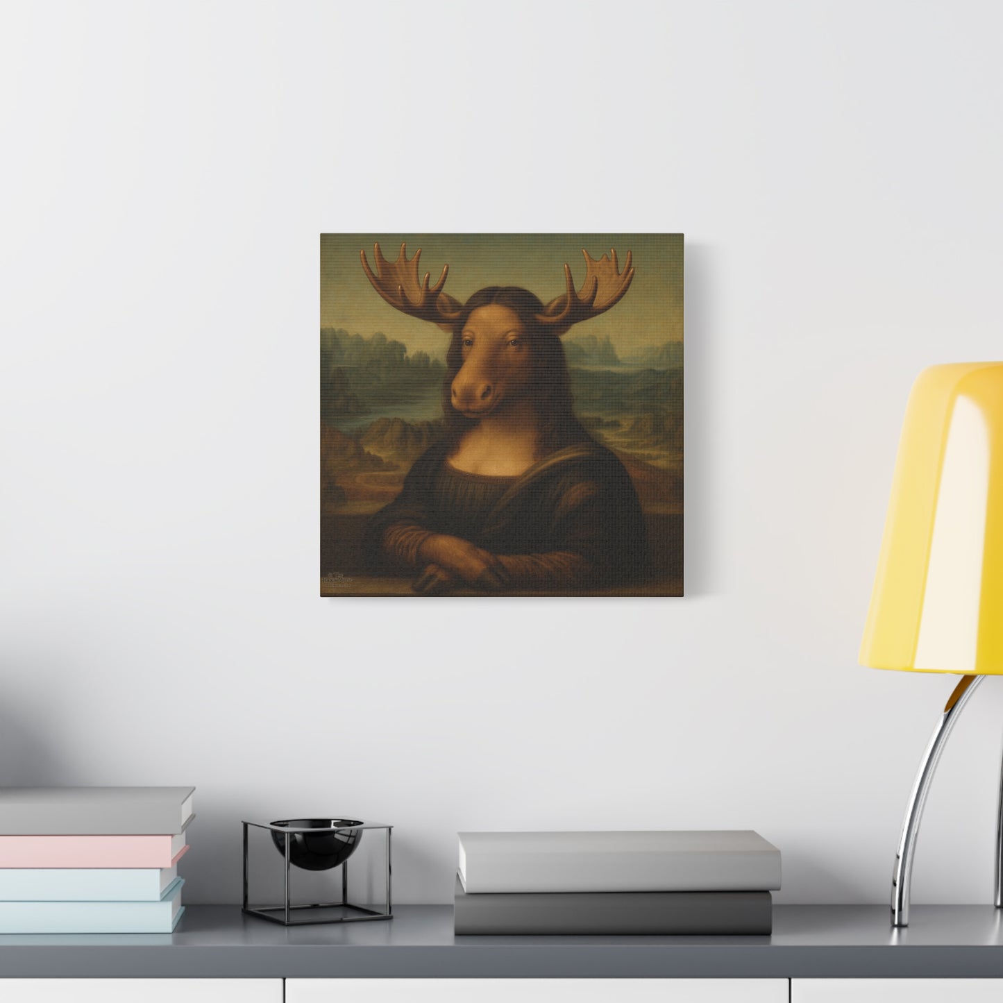 Mona Moose Canvas Print — Whimsical Animal Renaissance Wall Art
