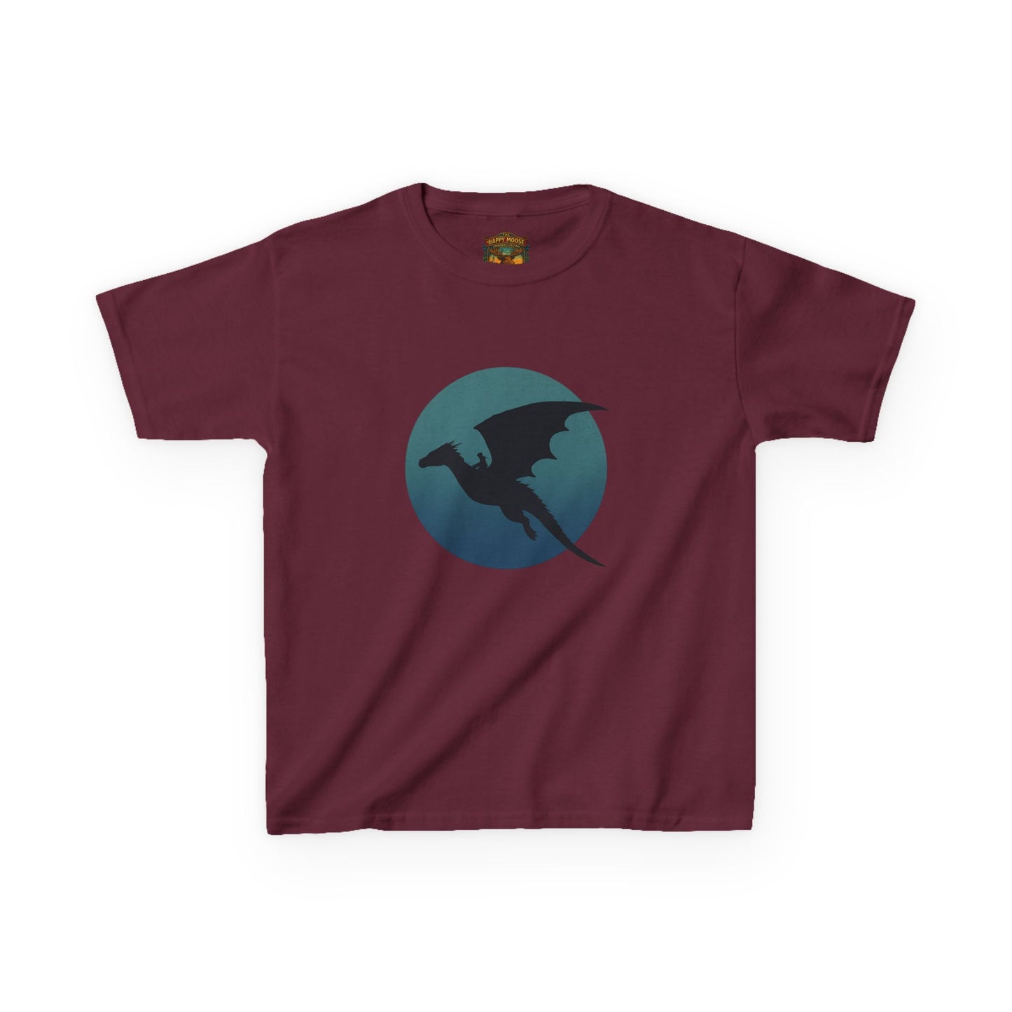 Kids Dragon Silhouette Tee — Fantasy Dragon Circle Graphic Shirt