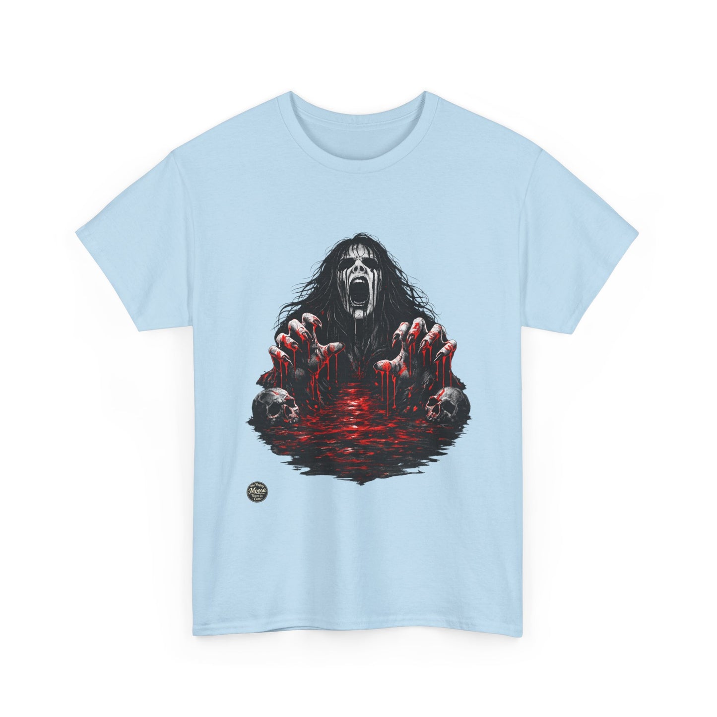 T-Shirt — Horror Scream Design with Red Blood Pool (Gothic Horror Tee)  EZ002