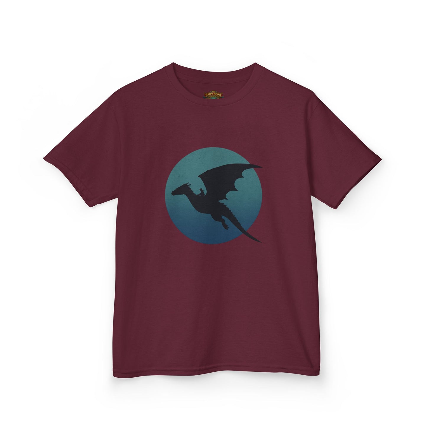 Kids Dragon Silhouette Tee — Fantasy Dragon Circle Graphic Shirt