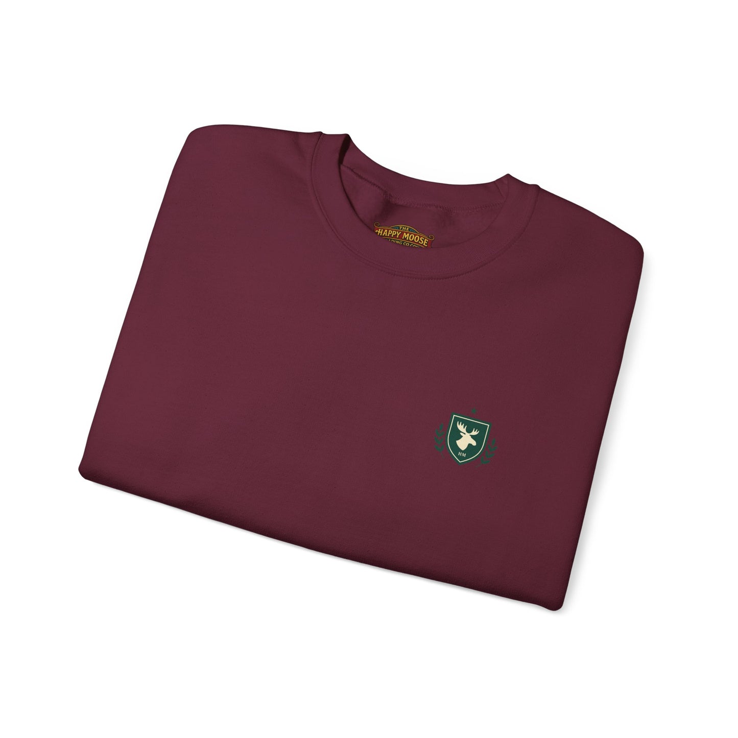 Embroidered Crest Crewneck Sweatshirt — Minimal Vintage Shield Logo