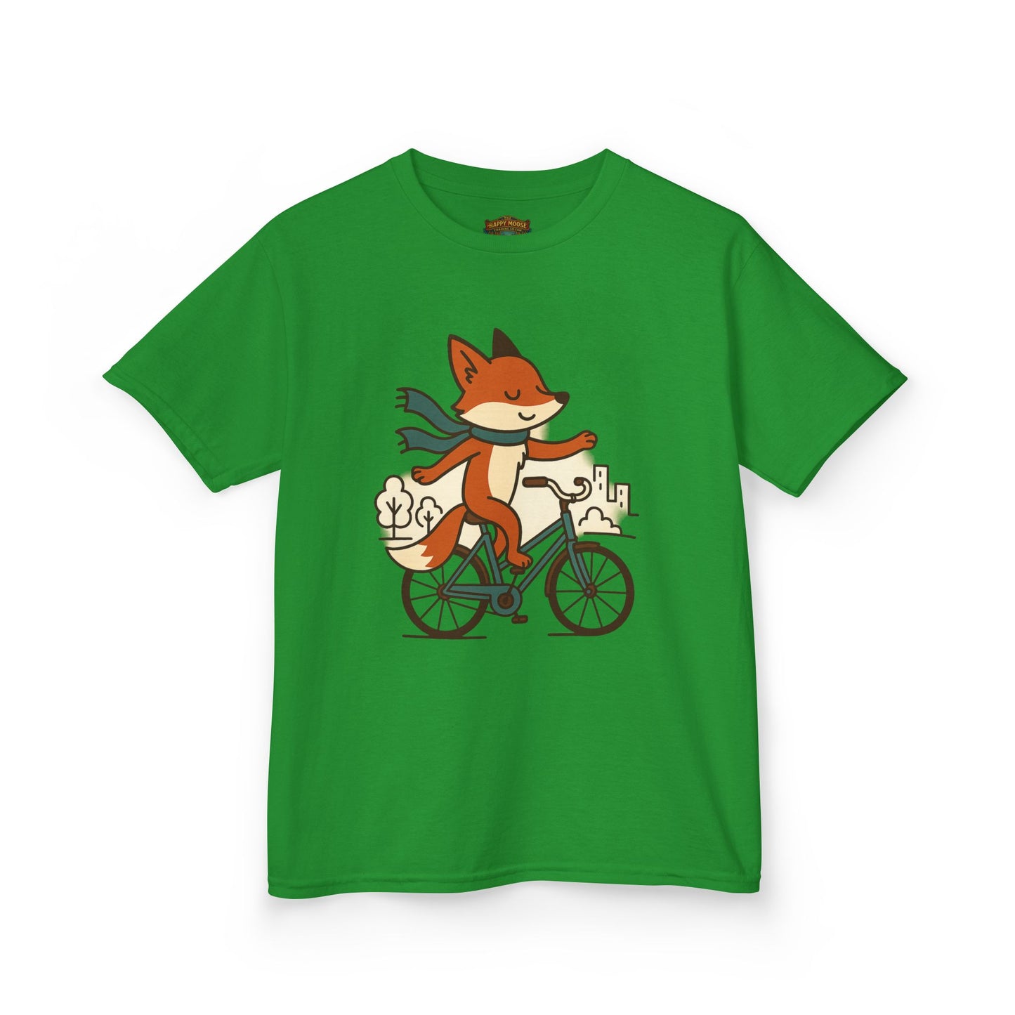 Kids Fox Bike T‑Shirt — Cute Riding Fox Illustration Tee