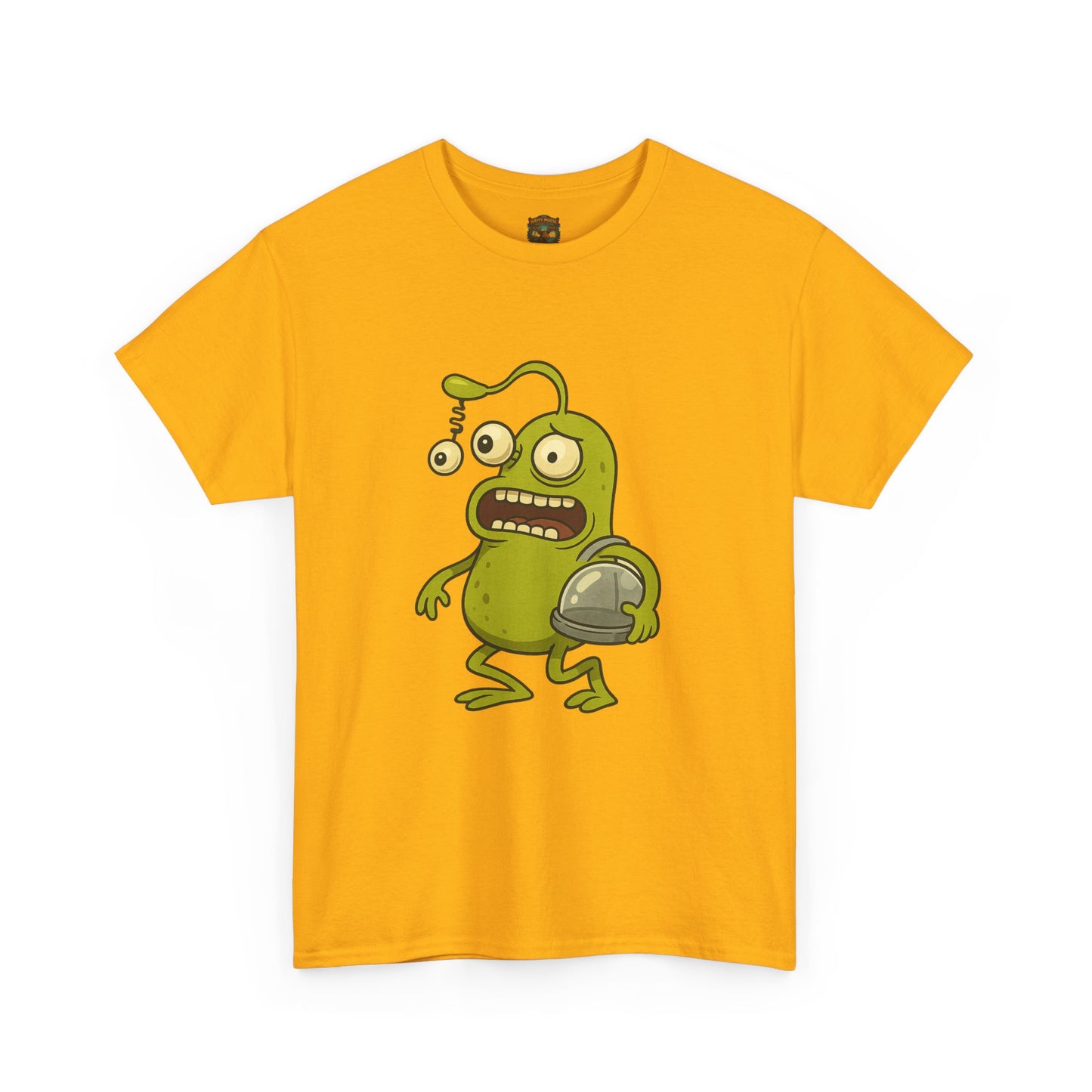 Green Alien Cartoon Tee | Funny Space Monster Illustration B