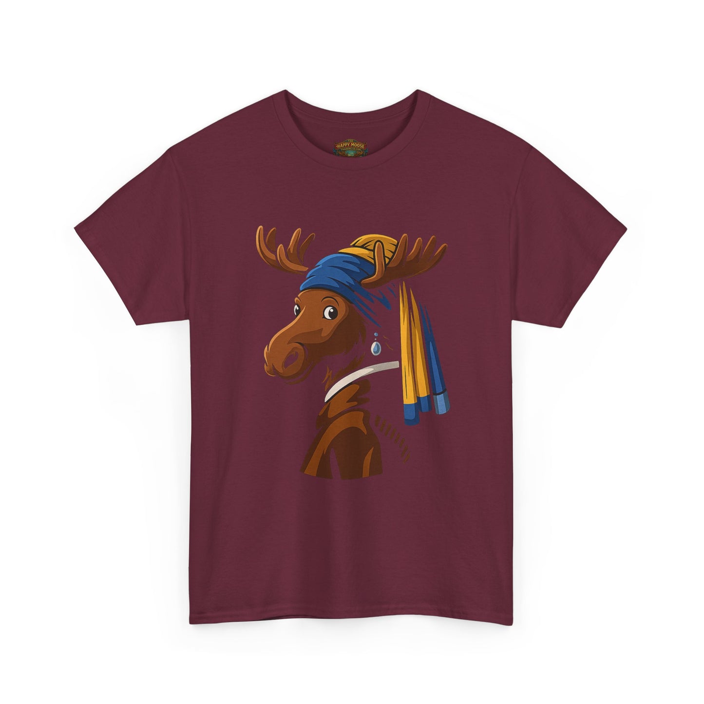 The Moose With The Pearl Earring Graphic Tee — Playful Moose with Headwrap T-Shirt