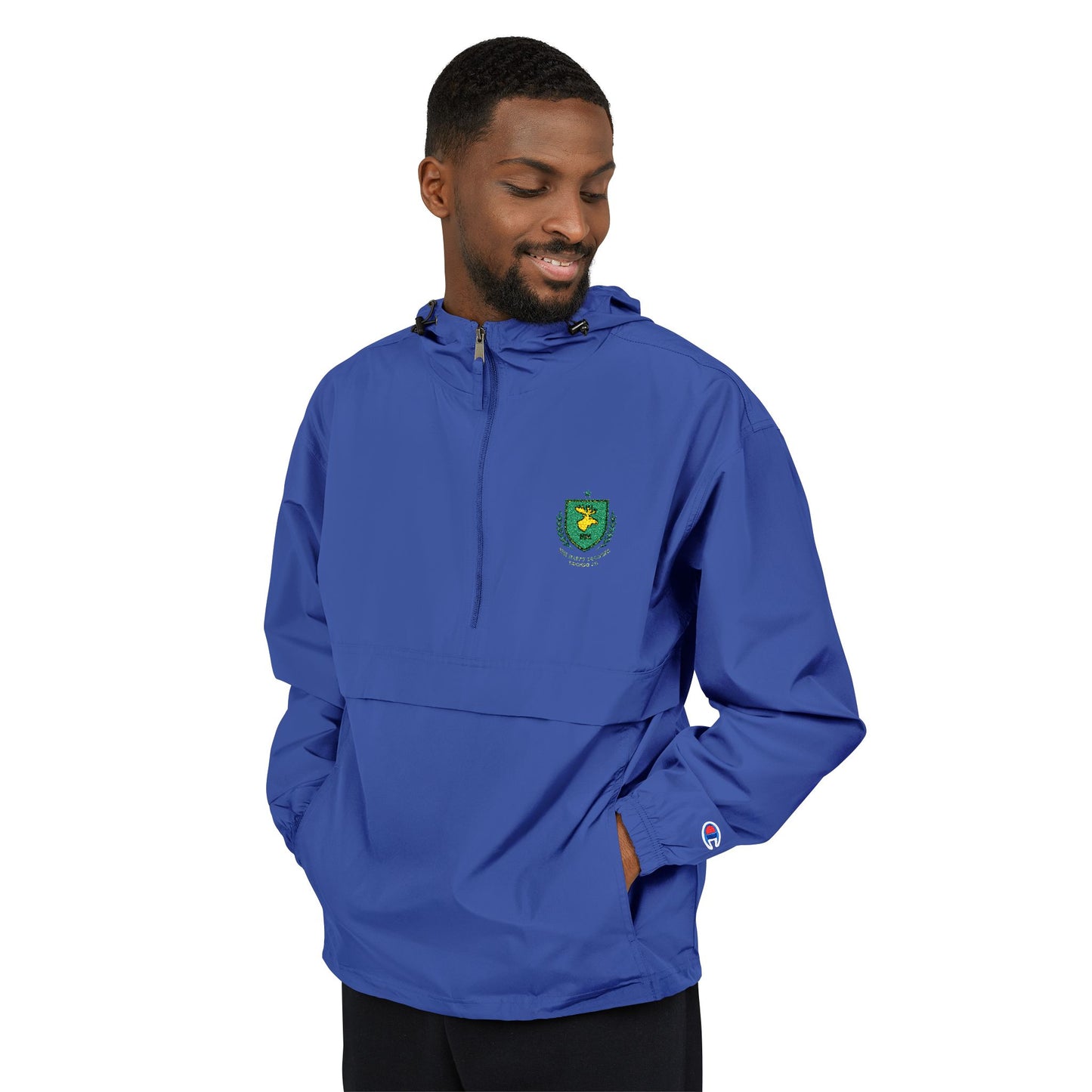 Yellow Packable Anorak Jacket — Small Green Crest Chest Logo