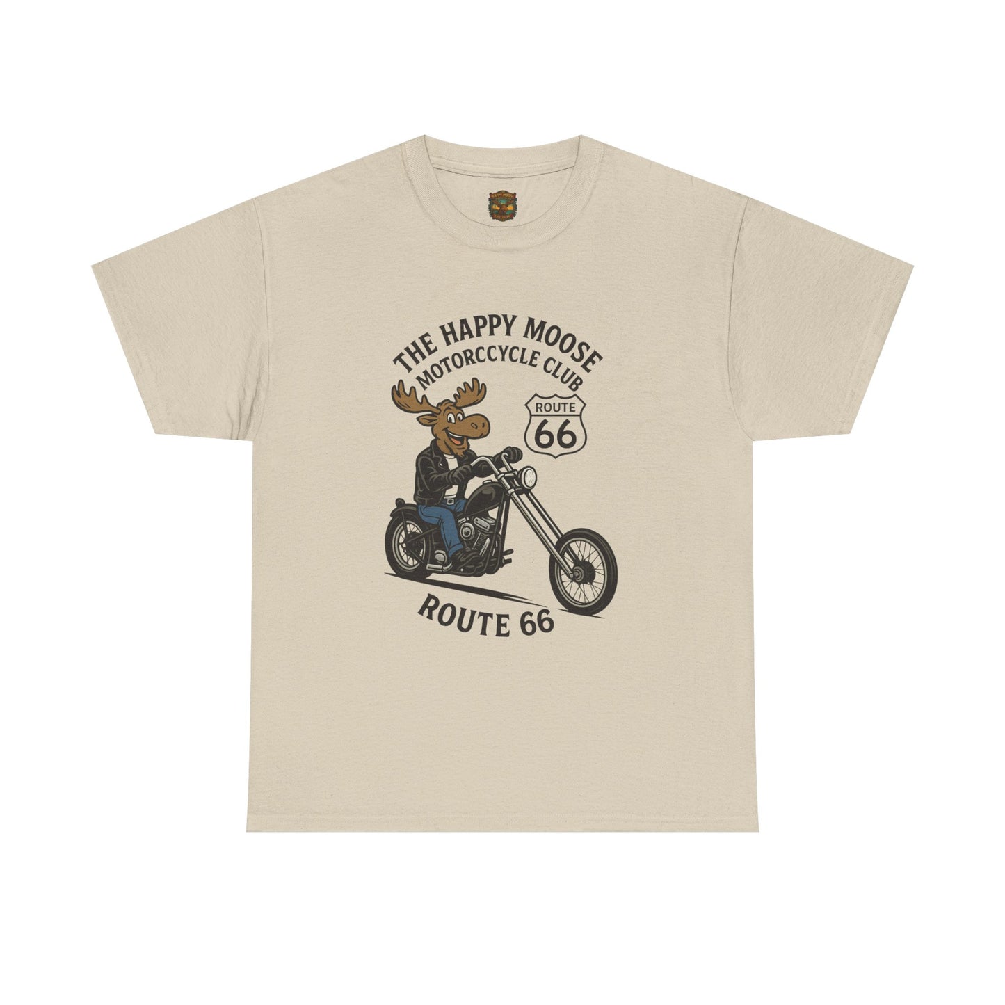 Happy Moose Motorcycle Club Route 66 T-Shirt | Moose Biker Tee