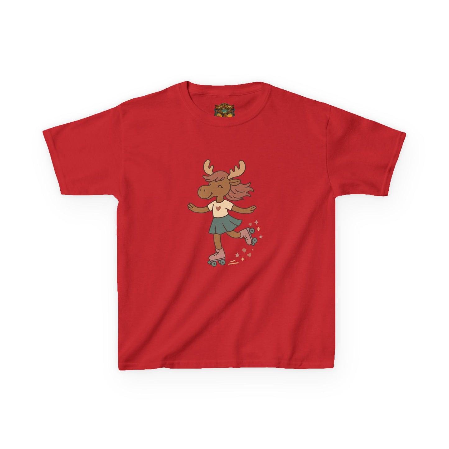 Kids Tee — Cute Roller-Skating Moose Girl Graphic