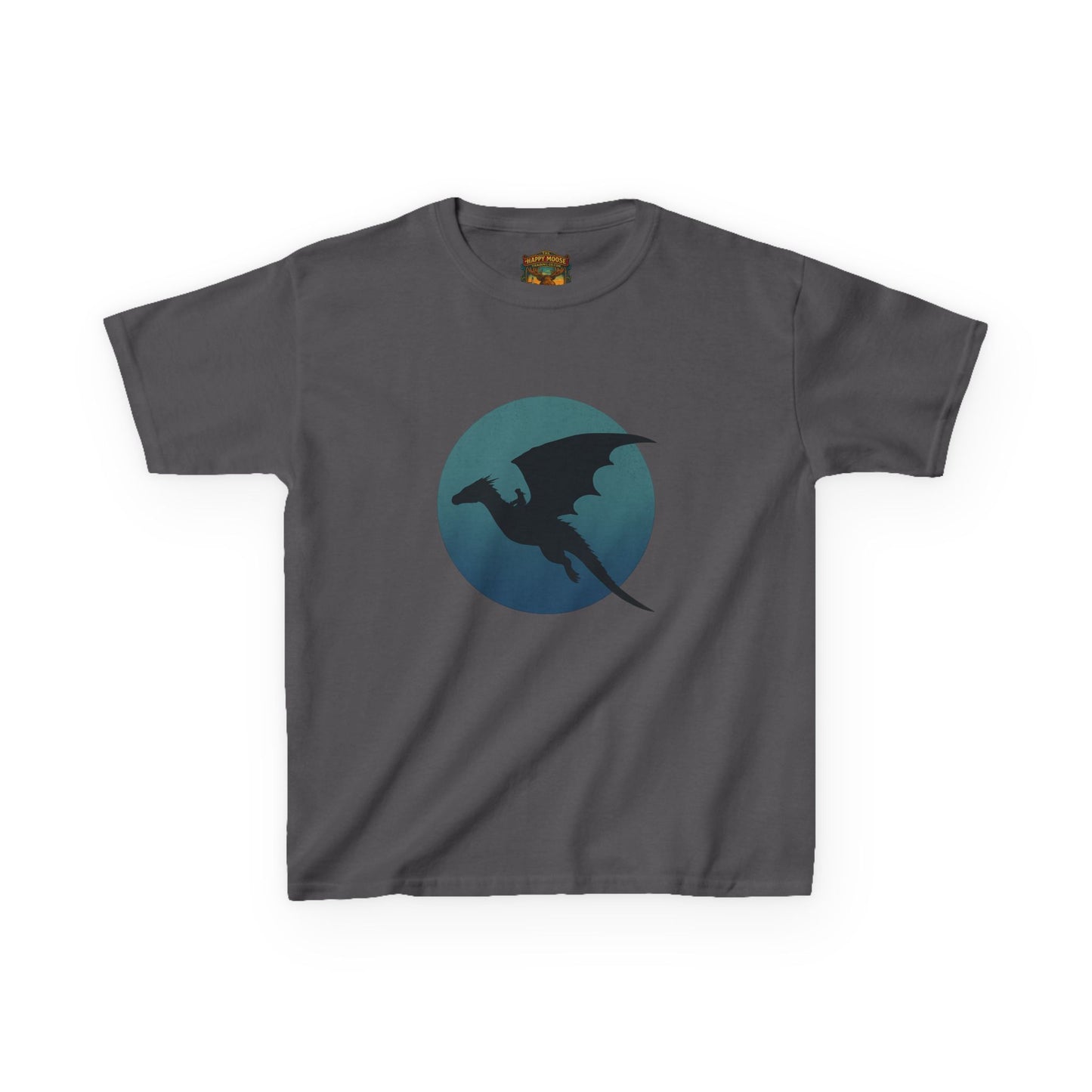 Kids Dragon Silhouette Tee — Fantasy Dragon Circle Graphic Shirt