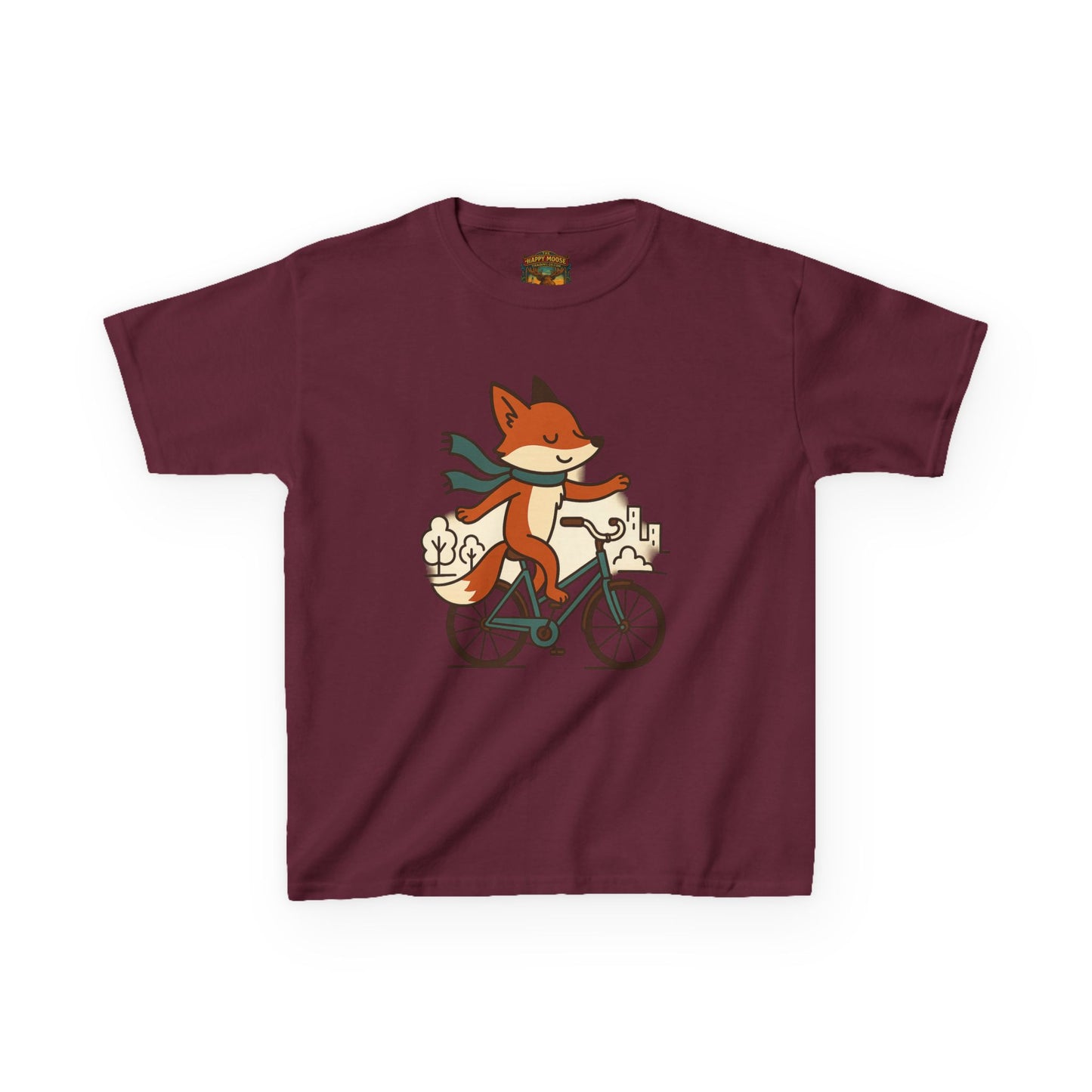 Kids Fox Bike T‑Shirt — Cute Riding Fox Illustration Tee