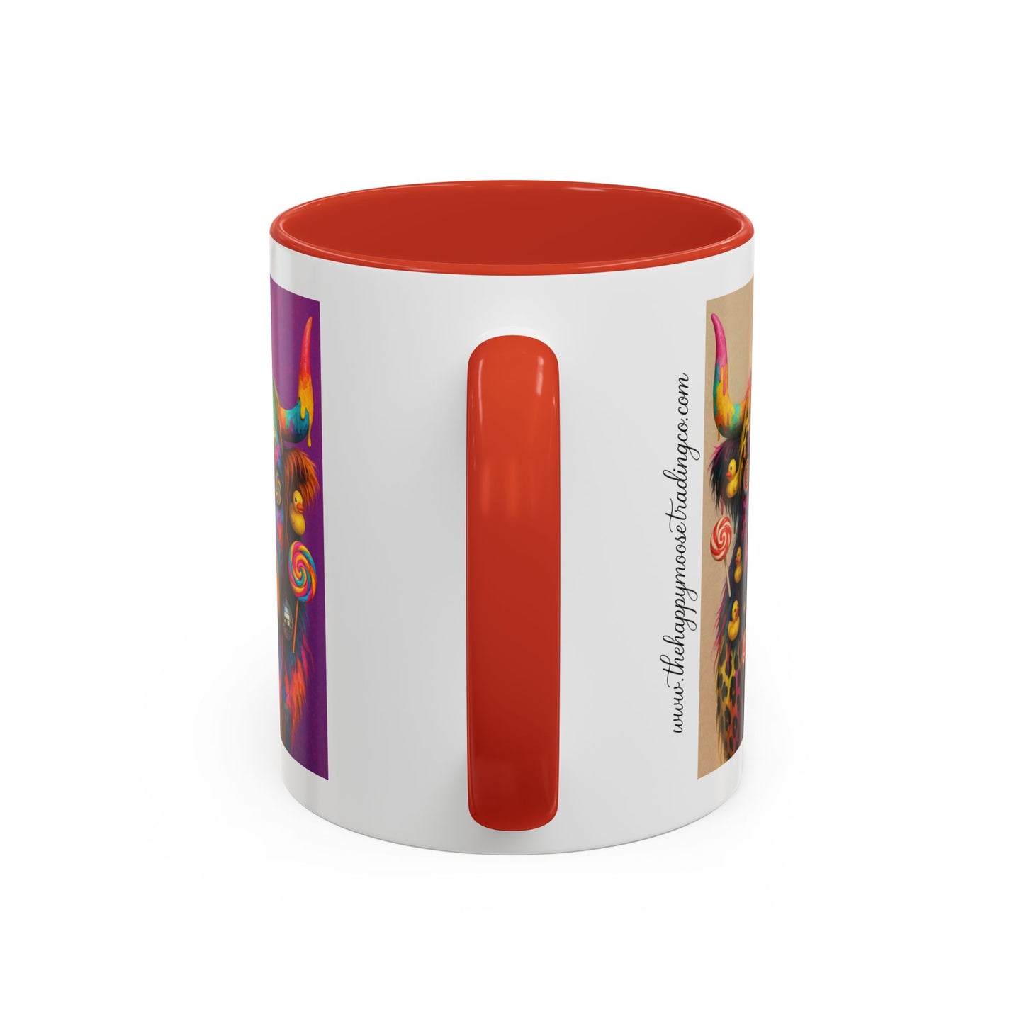 Psychedelic Highland Cow Accent Coffee Mug — Colorful Neon Farm Animal Art (11/15 oz)