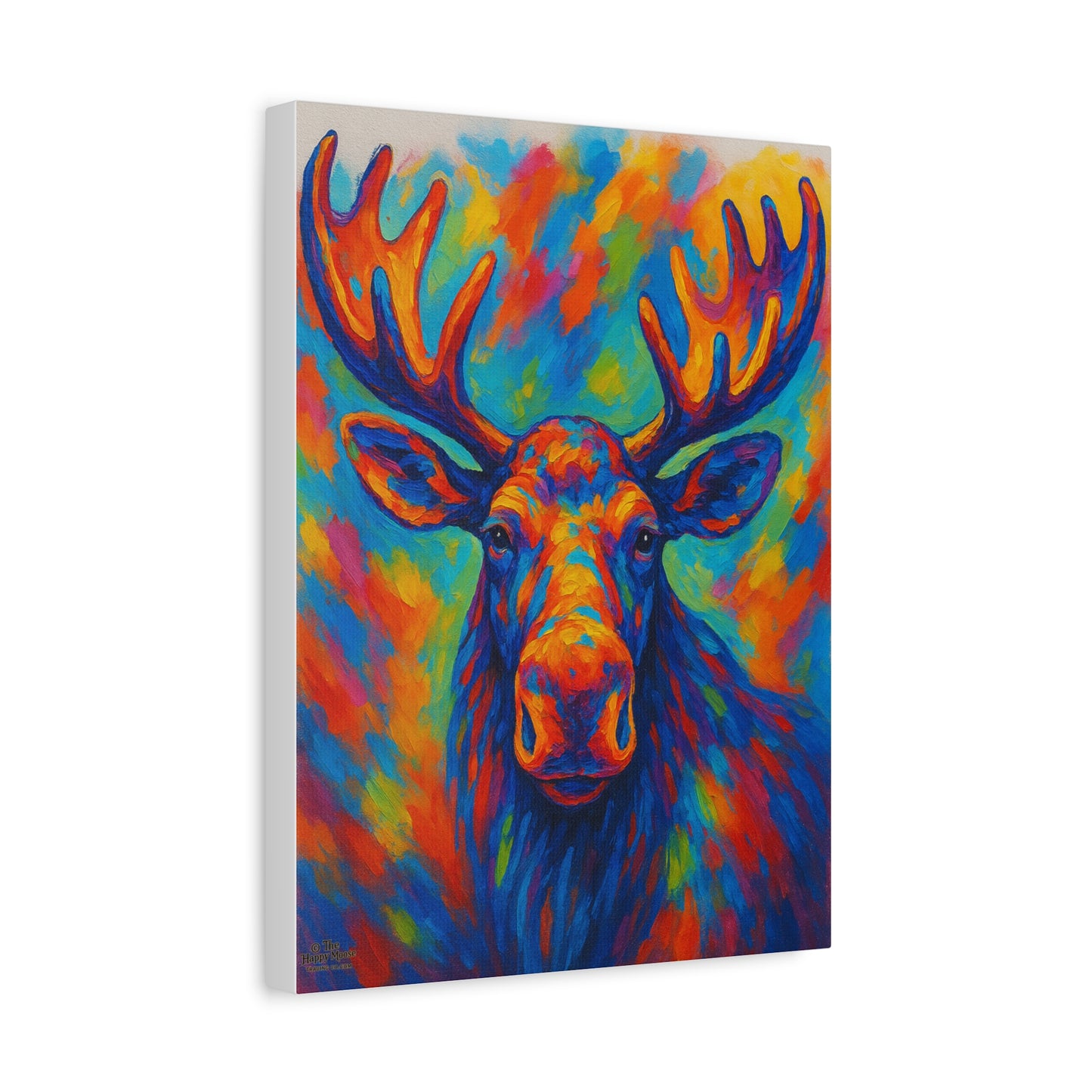 Colorful Moose Canvas Print — Vibrant Stretched Wall Art