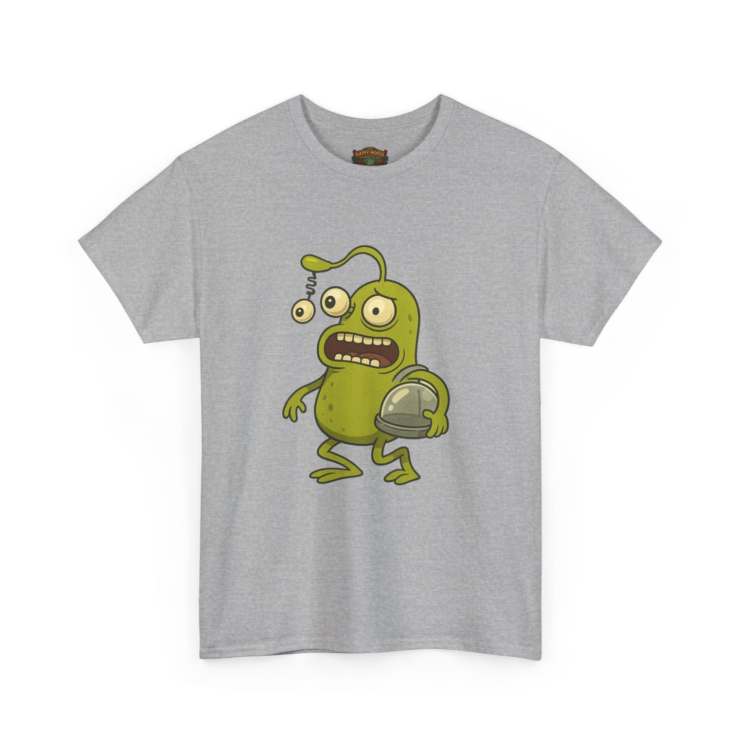 Green Alien Cartoon Tee | Funny Space Monster Illustration B