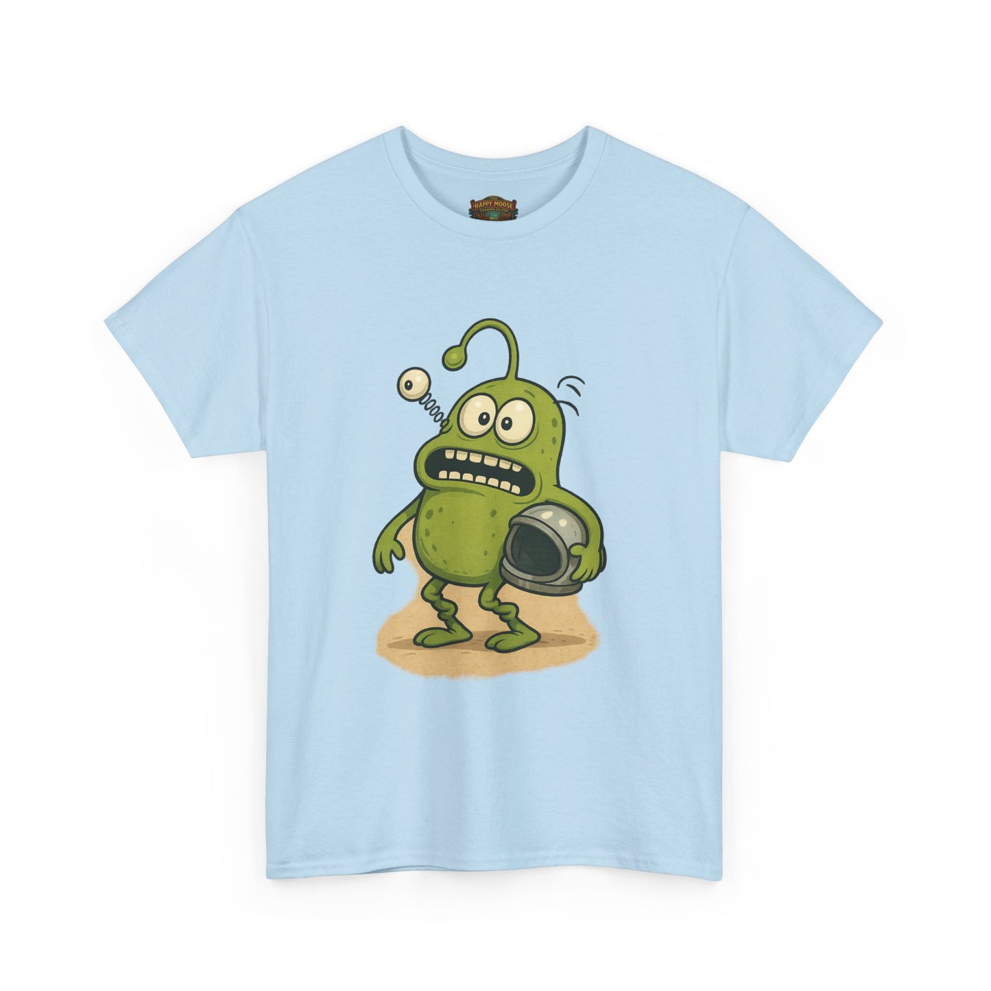 Green Alien Cartoon Tee | Funny Space Monster Illustration